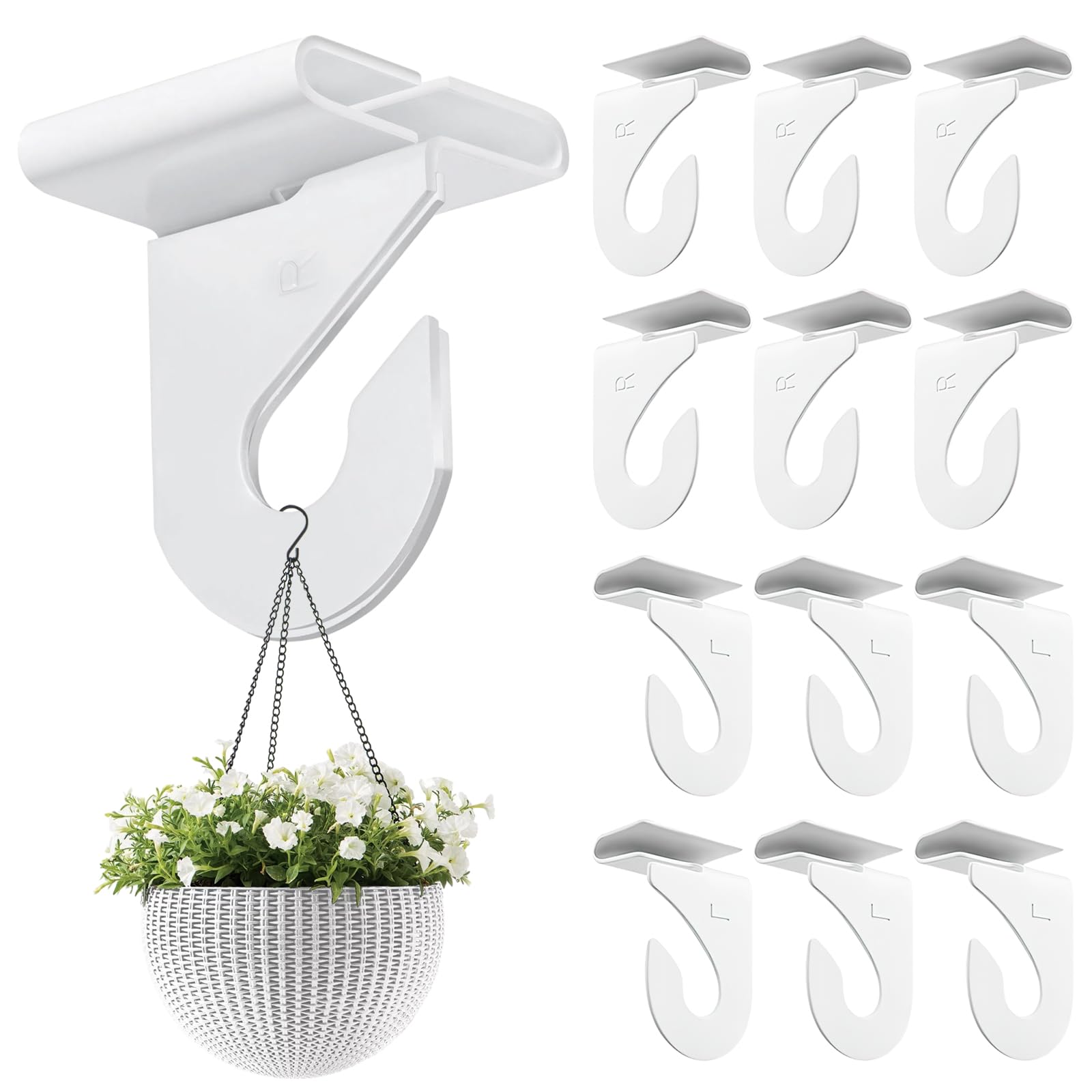 32 Pcs Heavy Duty T-Bar Ceiling Hooks for Hanging Plants, Decorations, Lights - White (16 Right & 16 Left) - Perfect for Classroom, Office, Home, Store, Wedding & Event Decor