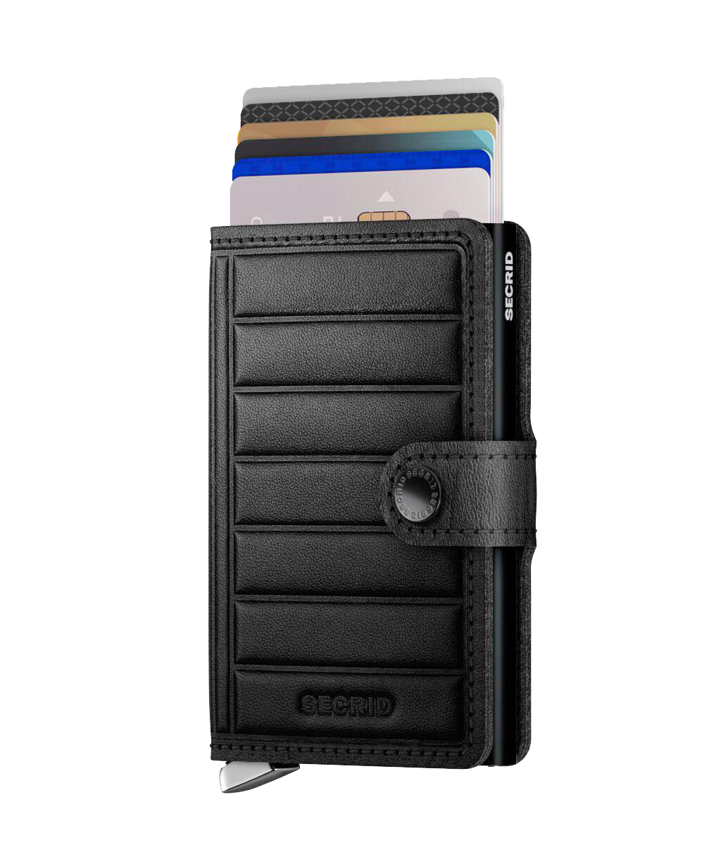 SECRID Premium Mini Wallet - RFID Blocking Slim Card Holder with Embossed Lines - Black - Perfect for Travel, Business & Everyday Use