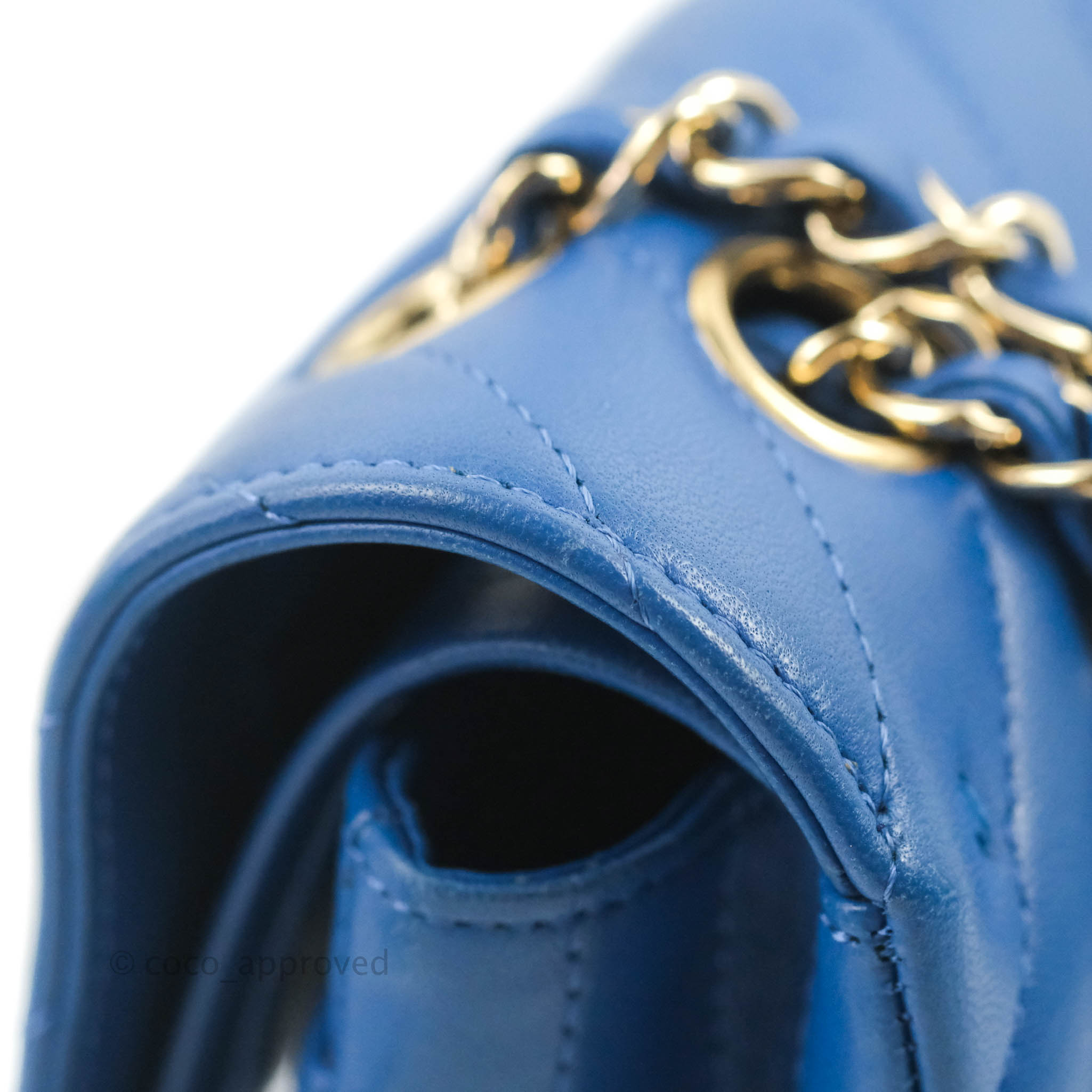 Chanel Classic Chevron Small Double Flap Bag in Blue Lambskin Leather with Gold Hardware - Luxury Crossbody Purse for Women, Perfect for Evening Events & Date Nights