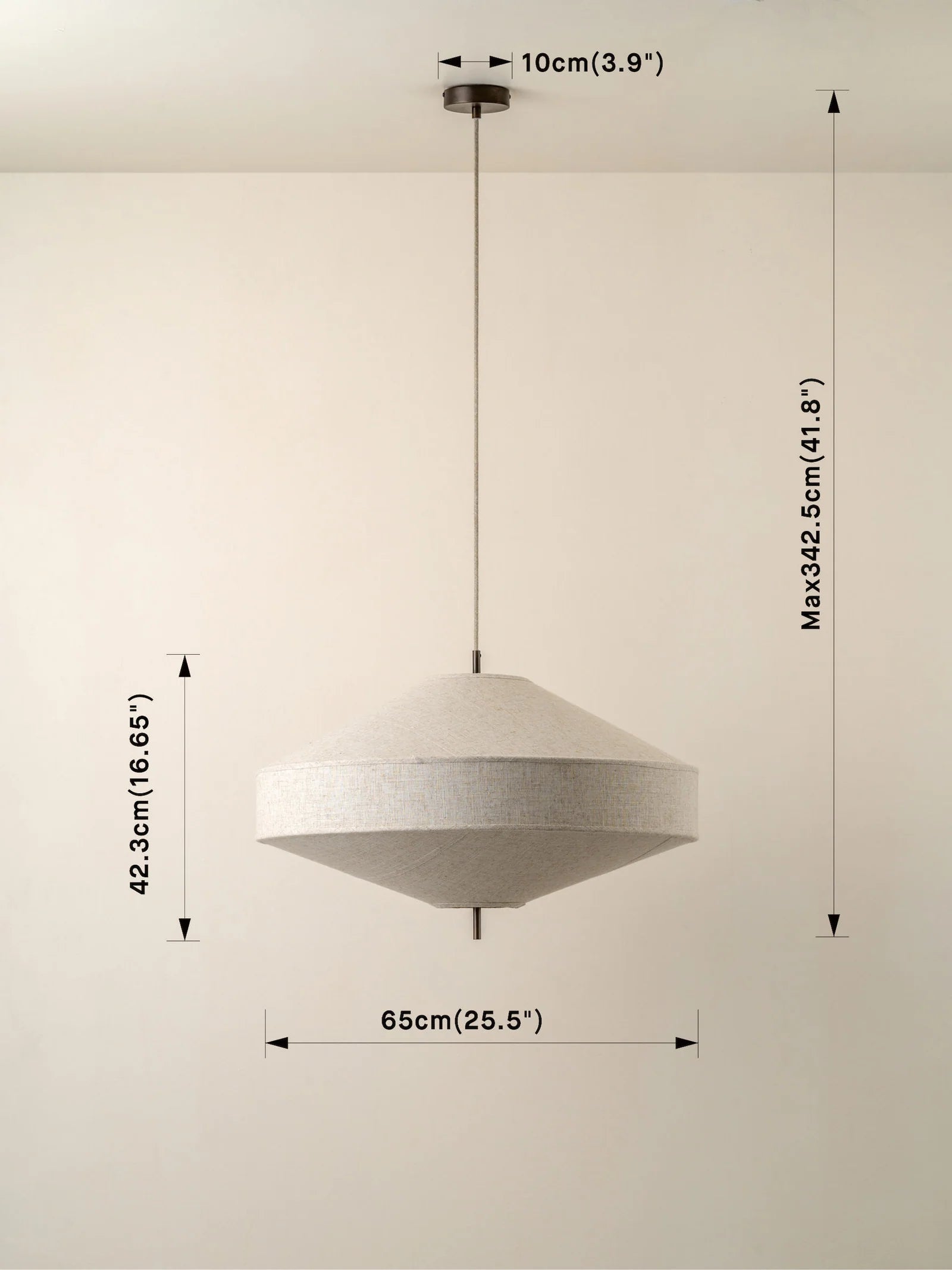 Solara Large Aged Brass & Natural Linen Pendant Light - Vintage Industrial Ceiling Fixture for Dining Room, Kitchen Island or Bedroom Lighting
