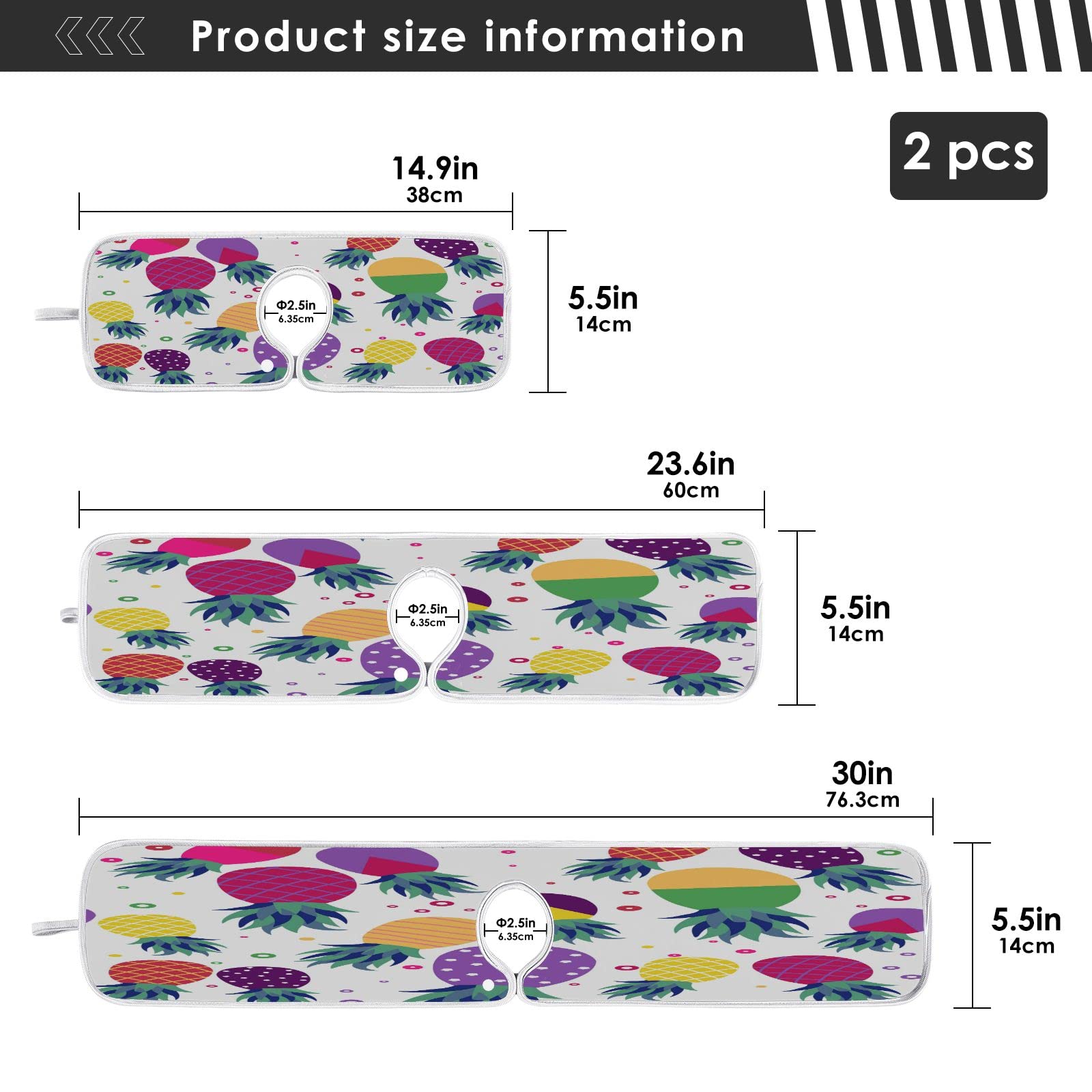 **Non-Slip Pineapple Fruit Design Kitchen Sink Splash Guard Mat - Absorbent, Fast Drying Faucet Drip Catcher Pad - Set of 2 for Countertop Protection (Perfect for Summer Decor & Preventing Water Spills in Kitchen)**