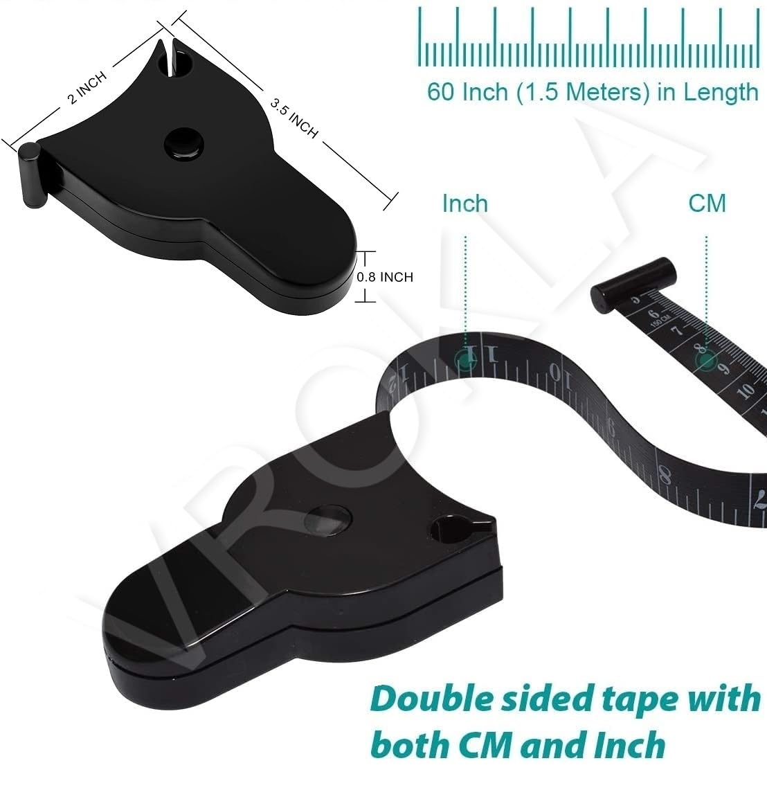 VROKLA 150cm Retractable Body Measuring Tape with Lock Pin - Soft Sewing Tailor Tape for Weight Loss, Fat Measurement & Clothing Alterations - Perfect for Fitness Tracking, Sewing Projects & DIY Fashion Design