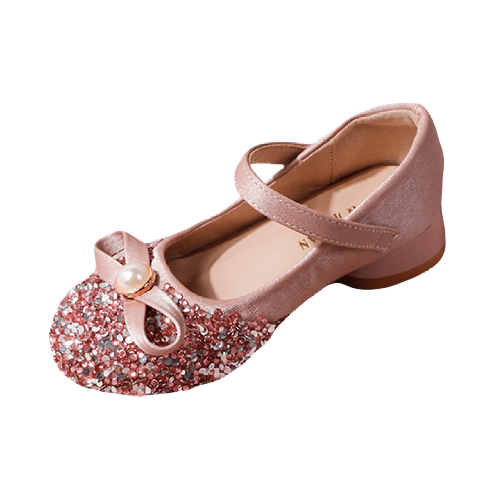 Sparkly Flower Girl Shoes with Low Chunky Heel - Mary Jane Pumps with Sequins & Glitter for Weddings, Parties & Special Occasions (Toddler/Big Kid) - Perfect for Bridal Parties, Pageants & Formal Events