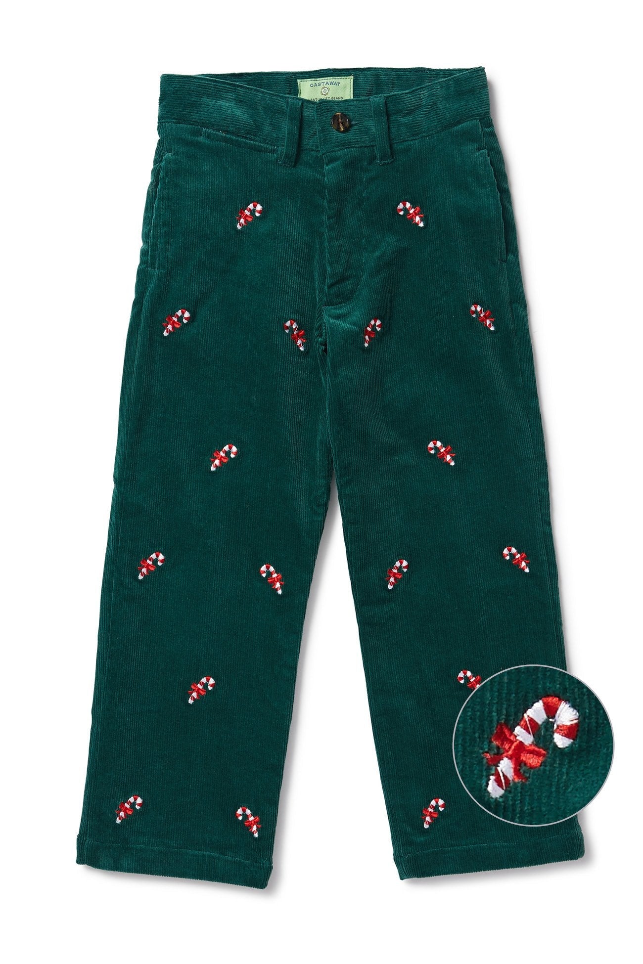 Boys Corduroy Pants for Kids - Comfortable Beachcomber Style with Candy Cane Design - Perfect for Outdoor Play, School & Holiday Outfits