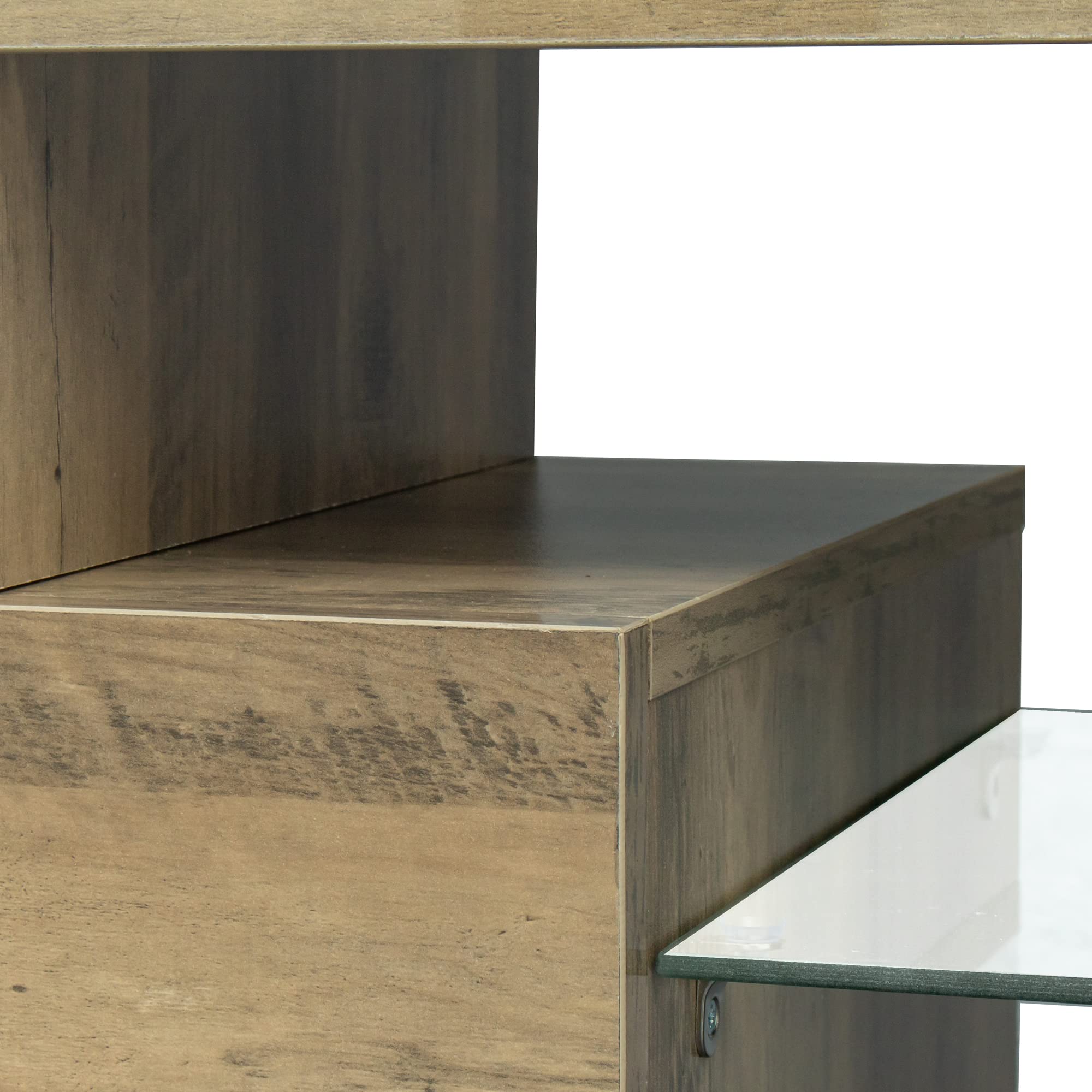 Modern TV Stand with RGB LED Lights - Rustic Oak TV Cabinet for Flat Screen TVs & Gaming Consoles | Perfect for Living Room, Bedroom & Lounge Entertainment Setup