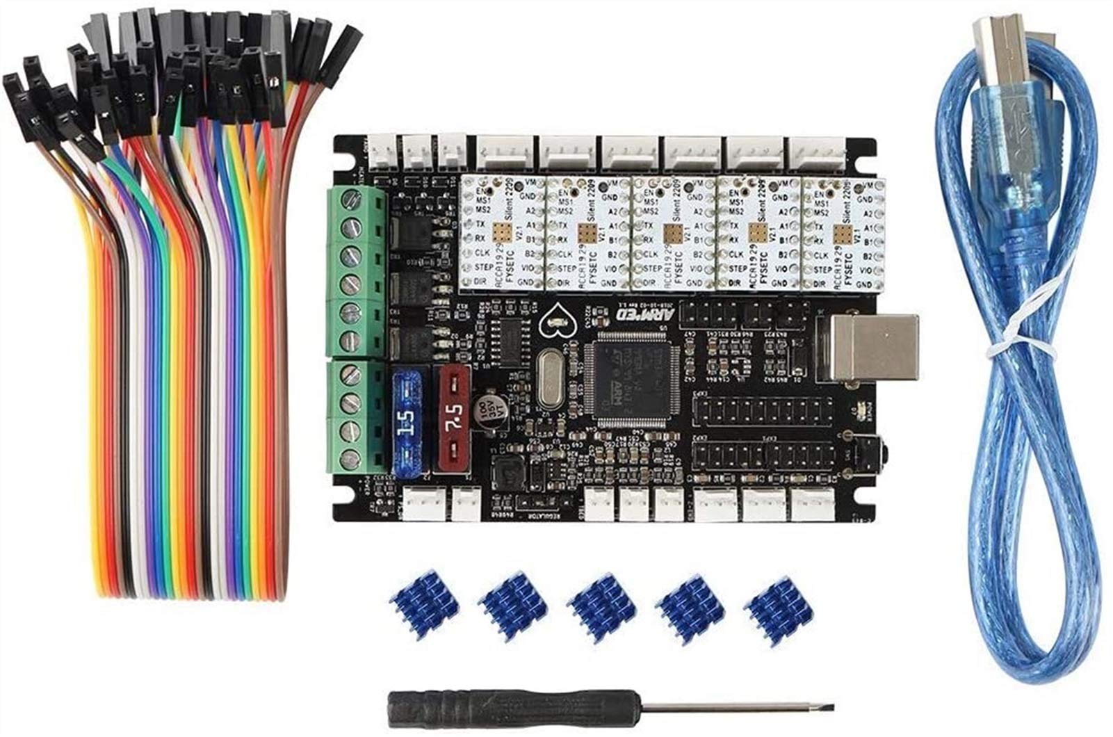 STM32 3D Printer Motherboard with TMC2209 Stepper Drivers - Marlin 2.0 Firmware for Prusa i3 MK3/S MK3S+ Upgrade | High-Precision Printing for DIY 3D Printers & Maker Projects