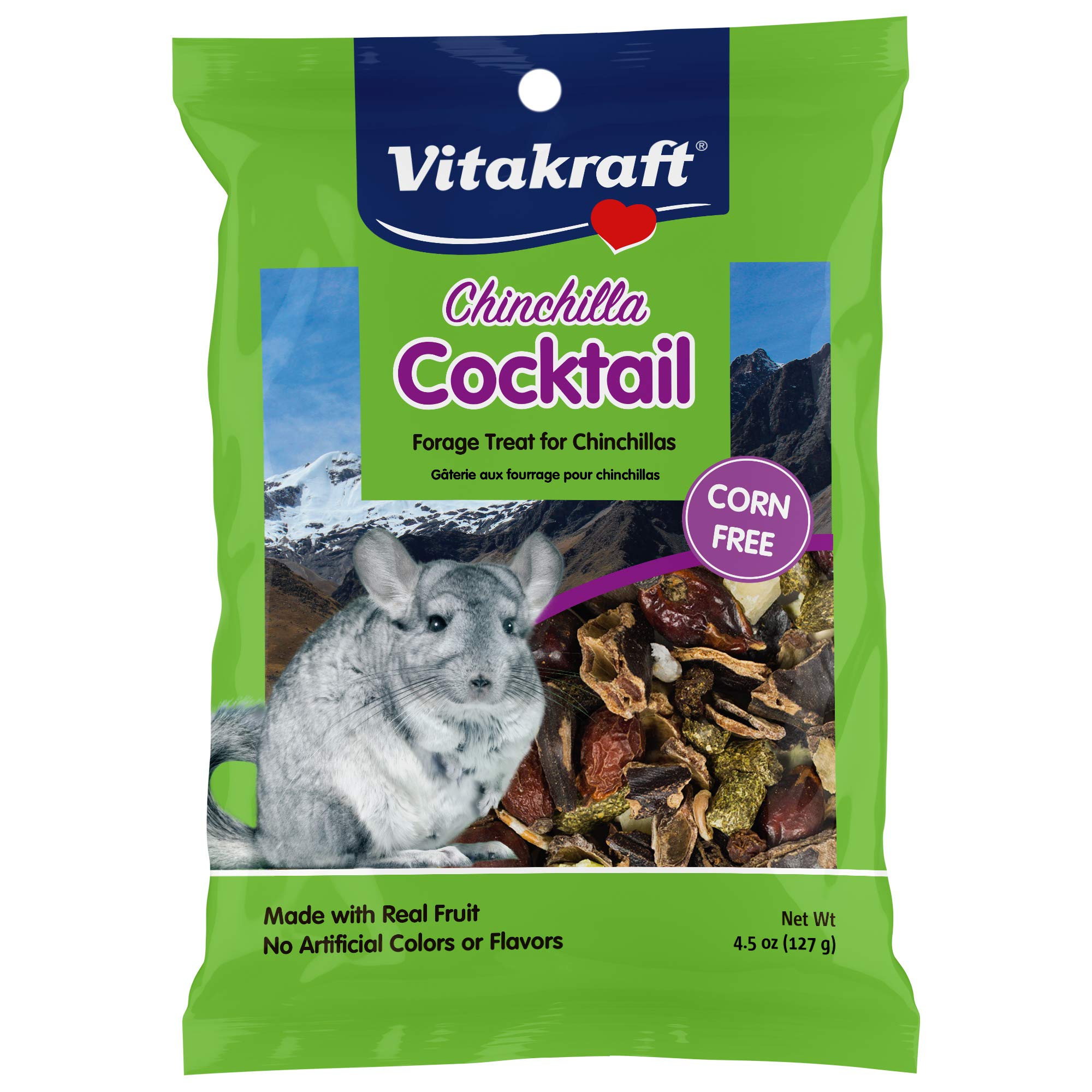Vitakraft Chinchilla Cocktail Mixed Fruit Treat - Healthy Natural Snack for Small Pets, 4.5oz Resealable Pouch - Perfect for Training Rewards & Bonding Time