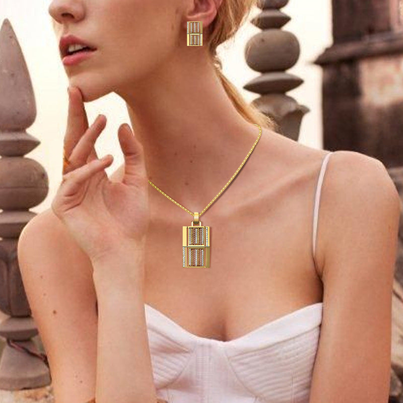 Stylish Square Alloy Two-Piece Jewelry Set - Exaggerated Fashion Jewelry Collection for Women | Perfect for Parties, Date Nights & Special Occasions