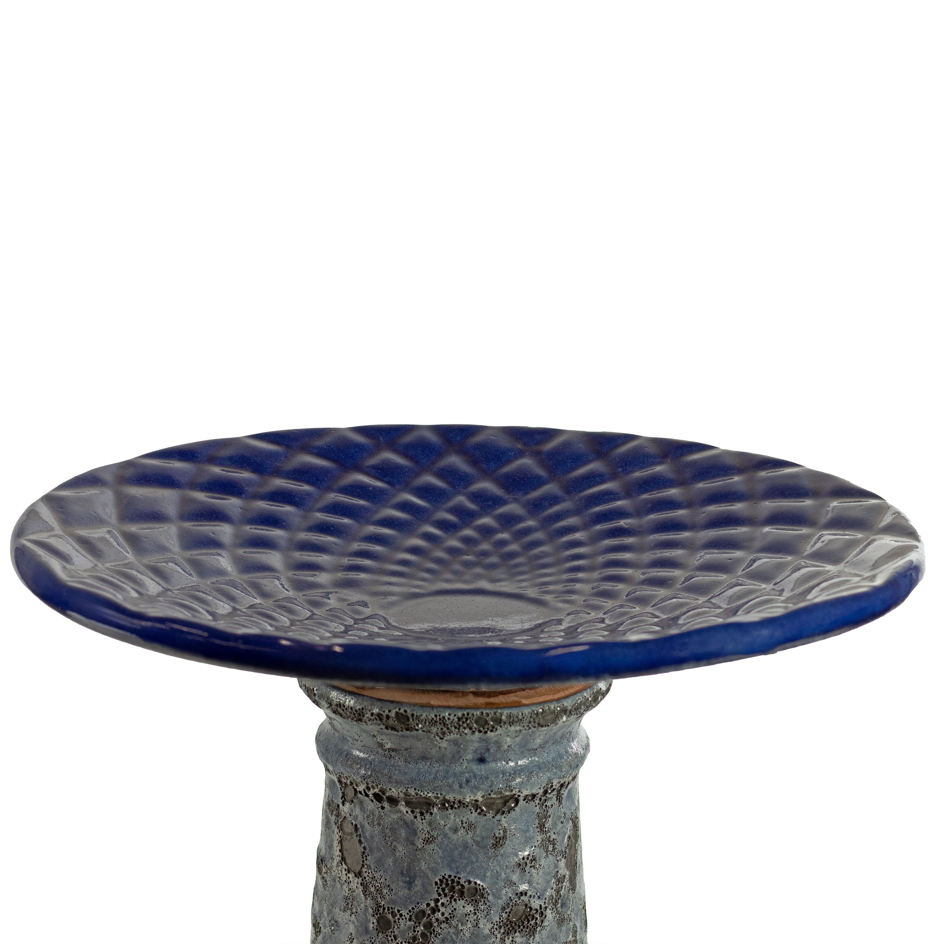 Sunnydaze Rennes Outdoor Ceramic Bird Bath - Blue Lava Finish - 22.5 Inch Height - Perfect for Garden Decor & Attracting Wild Birds