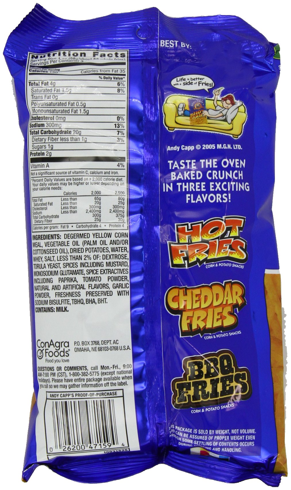 Andy Capp's Hot Fries Spicy Snack Chips - 3 oz Bags (Pack of 12) - Perfect for Parties, Road Trips & Game Day Snacking