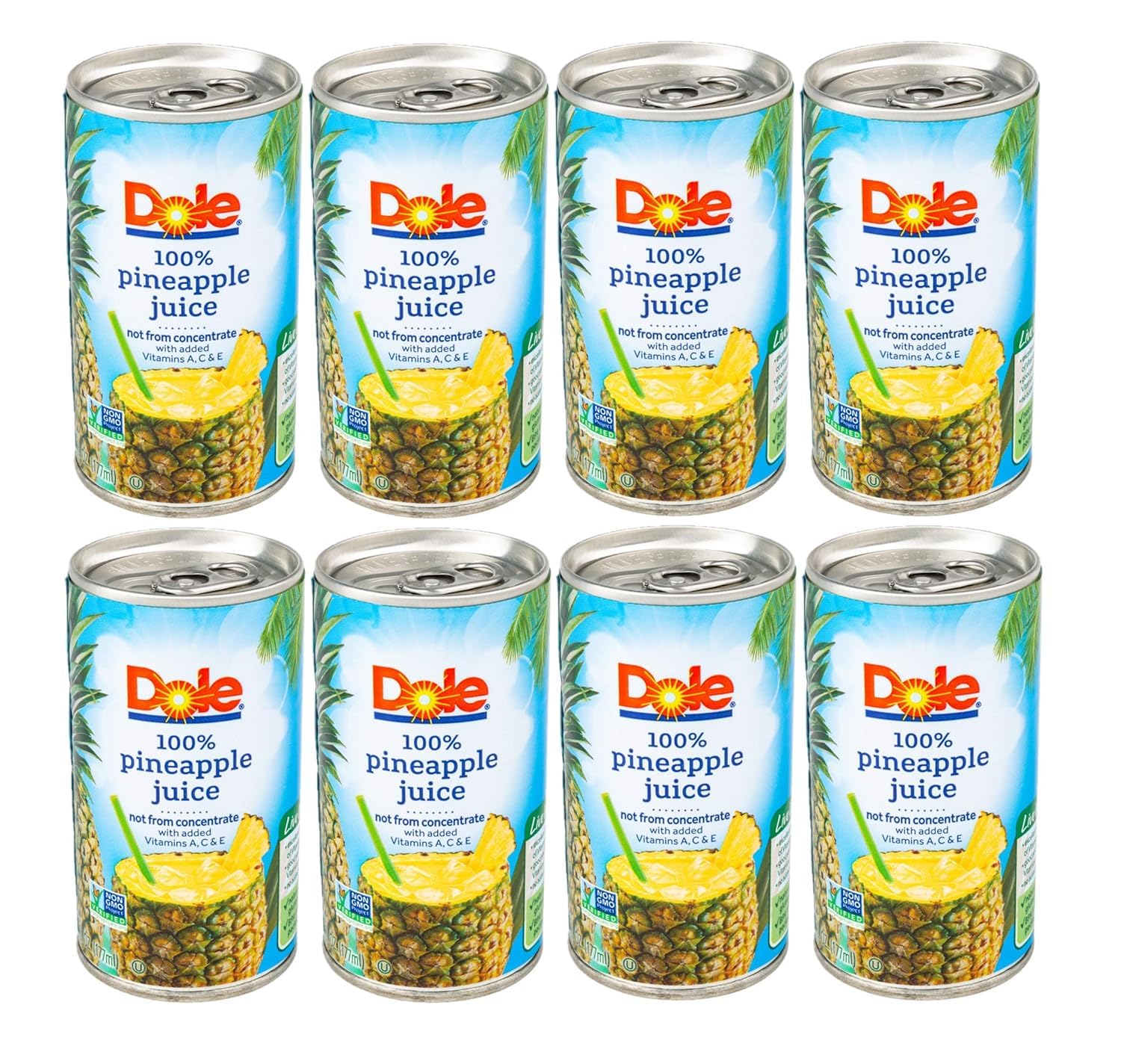 Dole Pineapple Juice 8-Pack (48oz) with Free PrimalDeal Napkins - Refreshing Tropical Drink for Parties, BBQs & Healthy Breakfasts