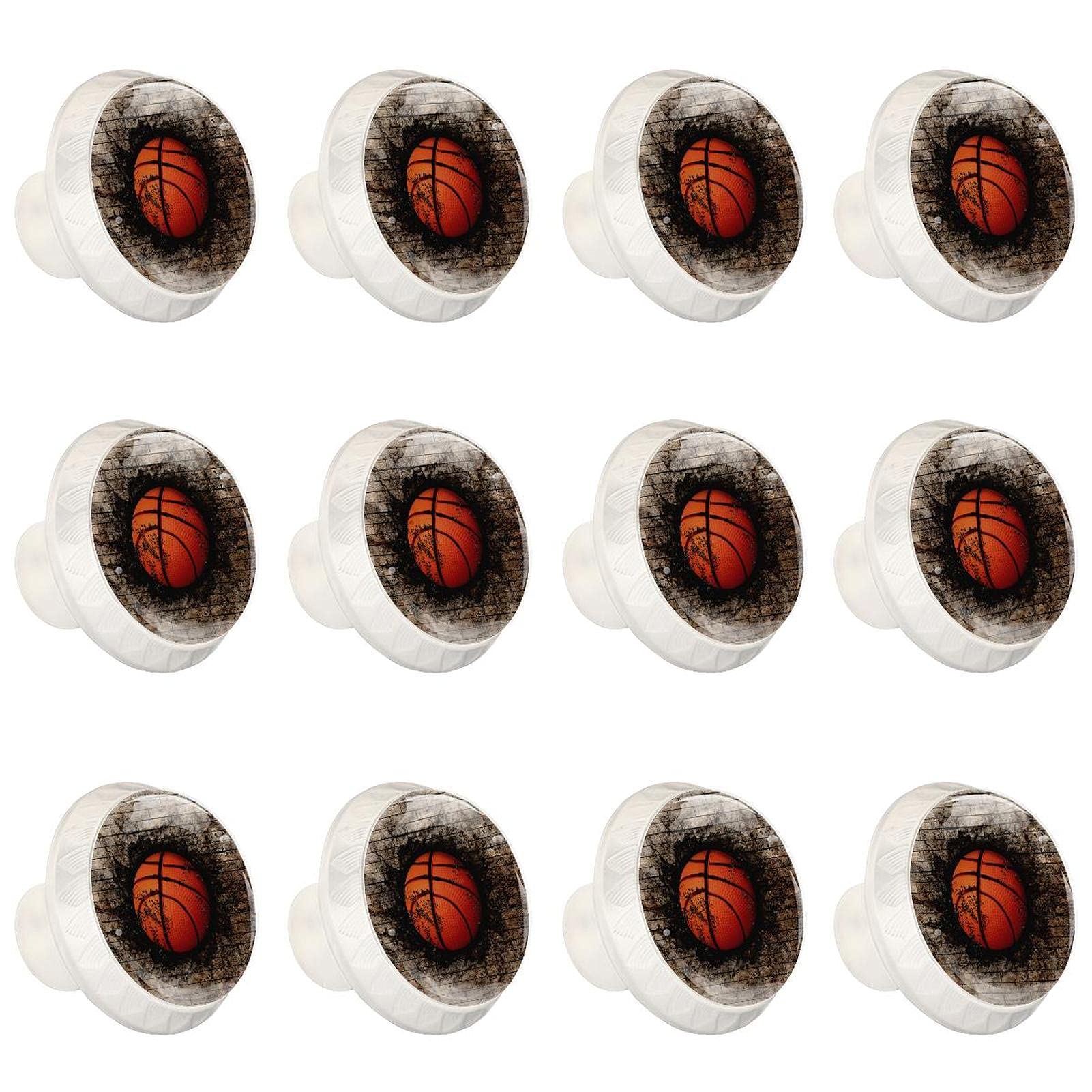 12Pcs Crystal Basketball Drawer Knobs - 35MM Glass Cabinet Pulls for Home & Office Decor