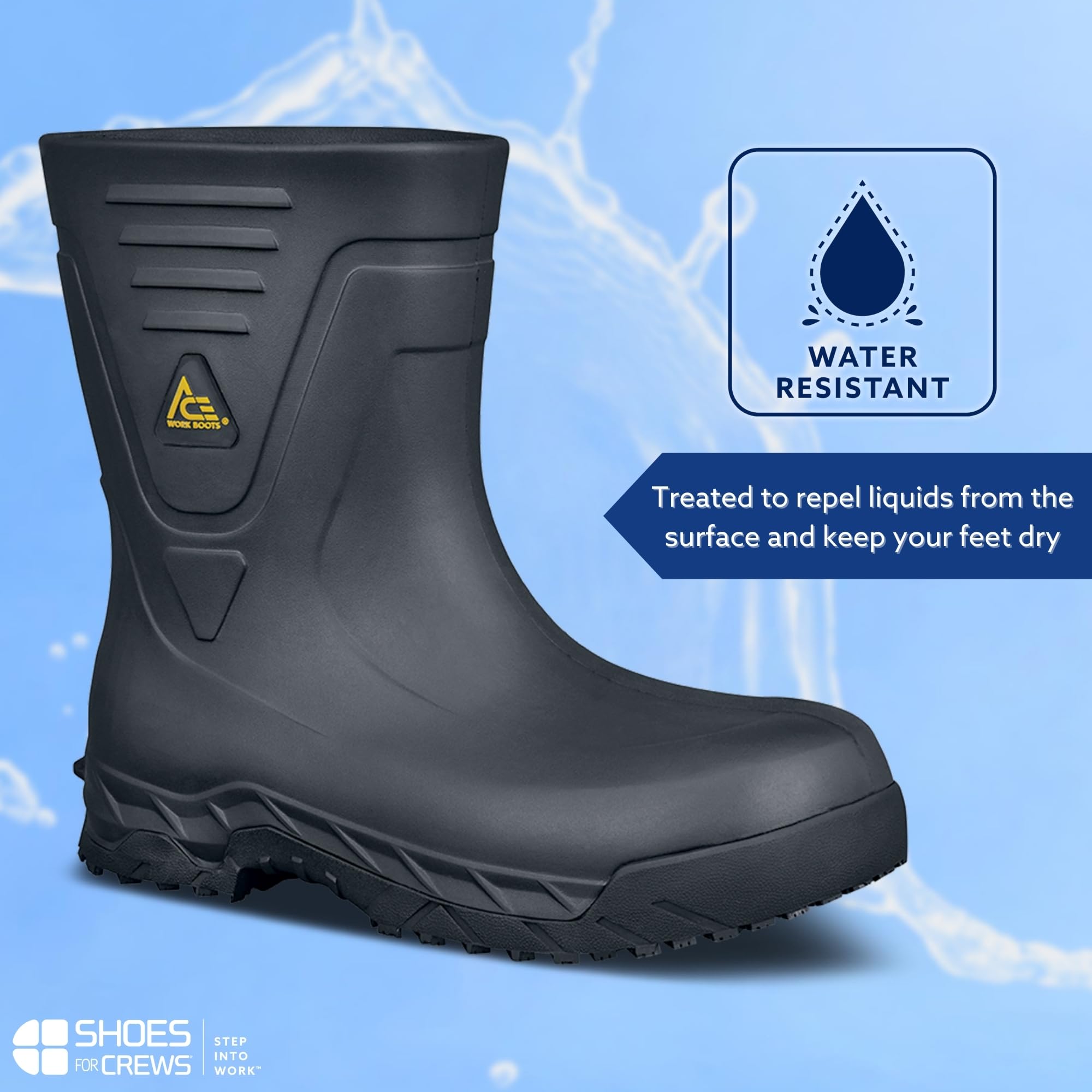 Slip Resistant Waterproof Work Boots for Men & Women - Shoes for Crews Bullfrog II Soft Toe Safety Boots | Non-Slip Work Shoes for Restaurant, Construction & Industrial Use