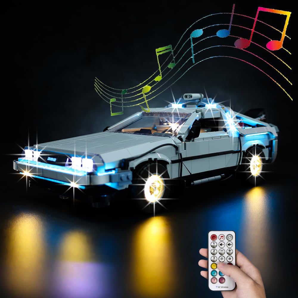 Kyglaring LED Lighting Kit for Lego Creator Expert Back to The Future Time Machine 10300 Model Building Kit – Standard RC Sound Version (Compatible with Lego Sets, Perfect for Display & Nighttime Play)