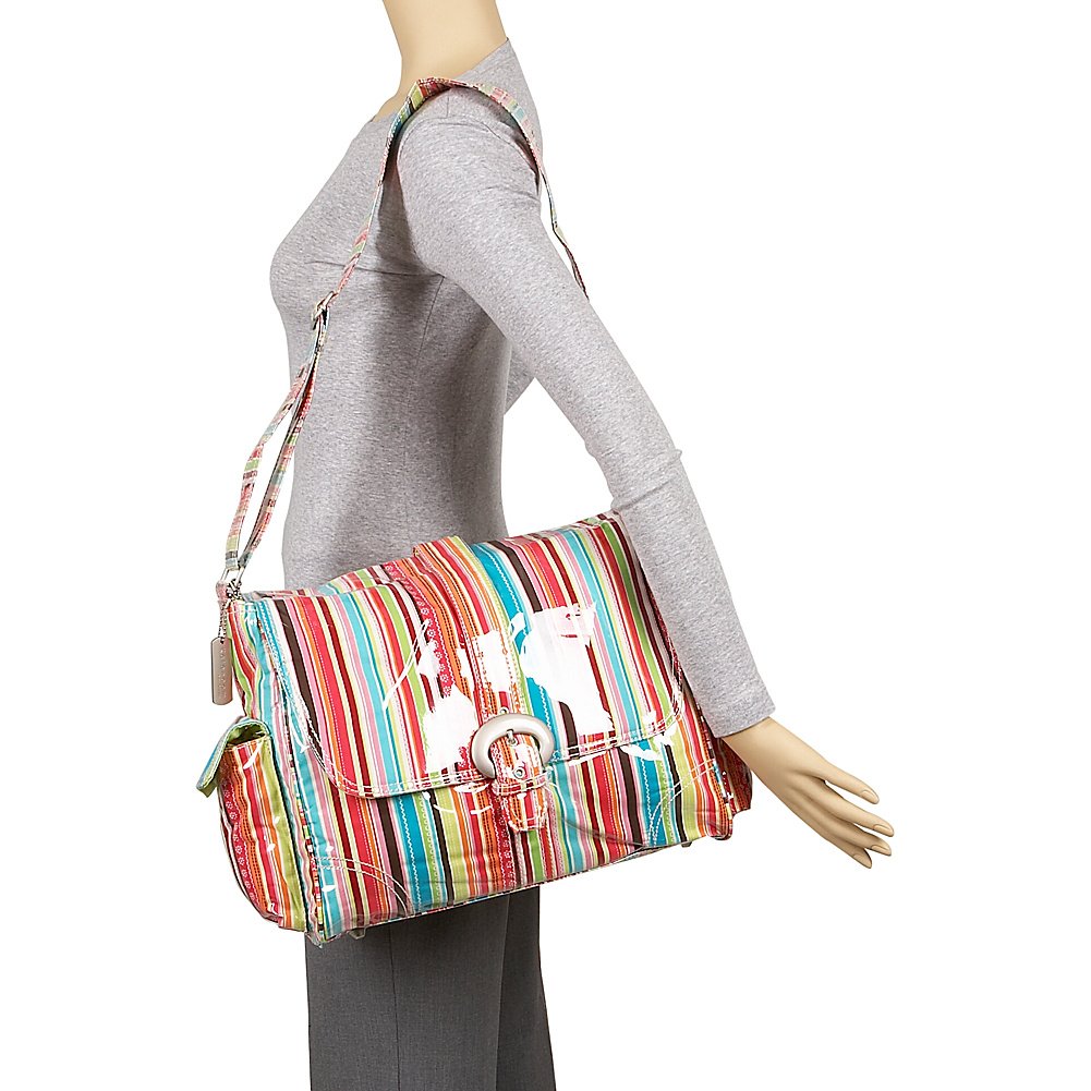 Kalencom Laminated Buckle Bag - Waterproof Crossbody Purse for Women, Toile Chocolate/Blue Pattern - Perfect for Travel, Shopping & Everyday Use