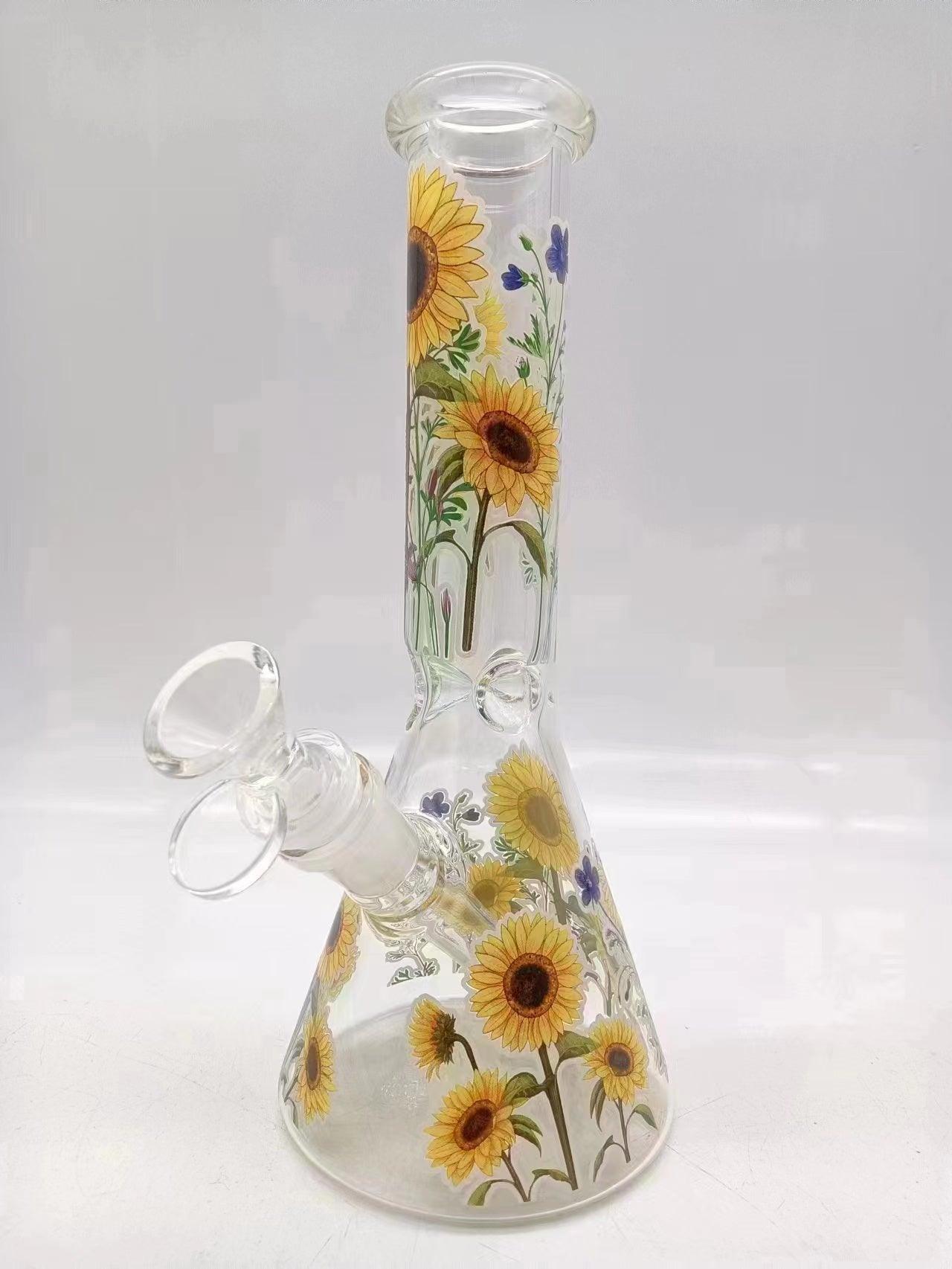 Premium Daisy Glass Bong - Thick Beaker Base Water Pipe for Smoking | Portable & Durable Design | Perfect for Home Use, Parties, and Travel
