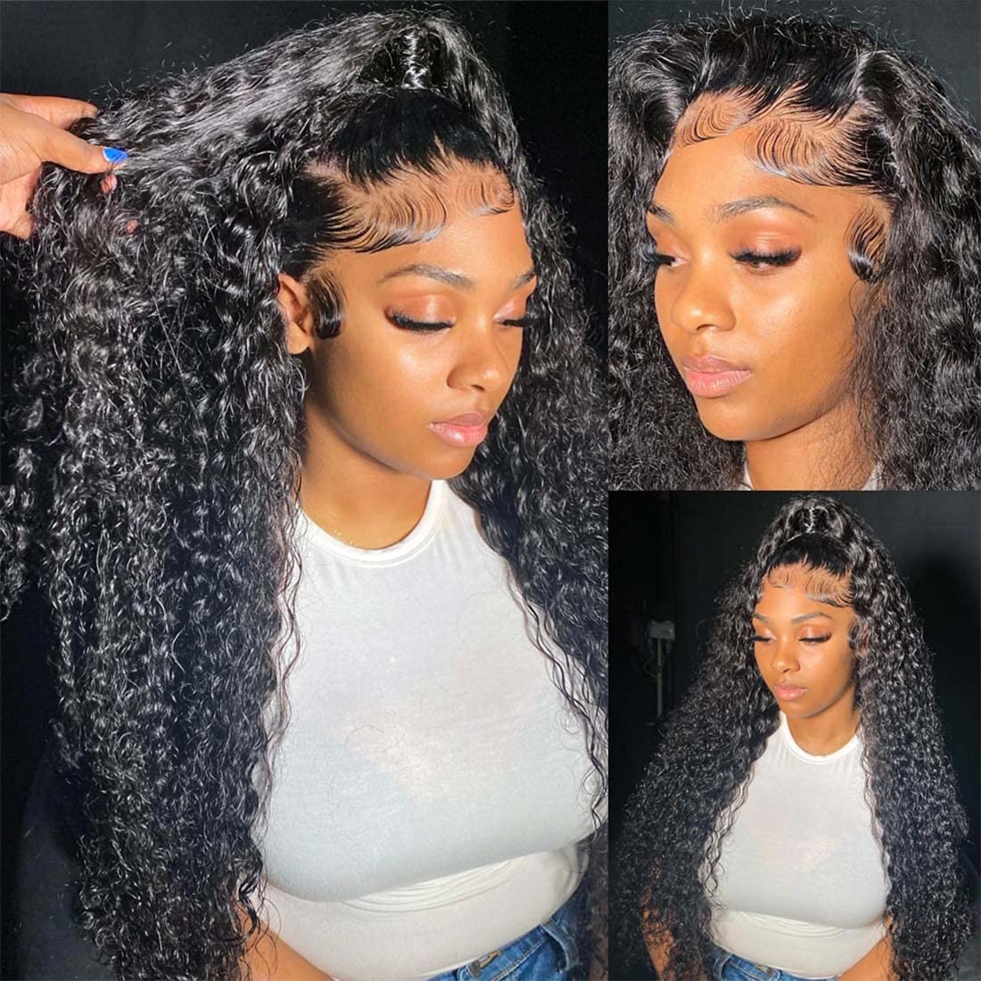 13x4 HD Transparent Lace Front Wigs Human Hair - 180% Density Deep Wave Glueless Lace Wig with Baby Hair & Pre-Plucked Hairline for Women | Natural Black Color 28 Inch | Perfect for Daily Wear, Parties & Special Occasions