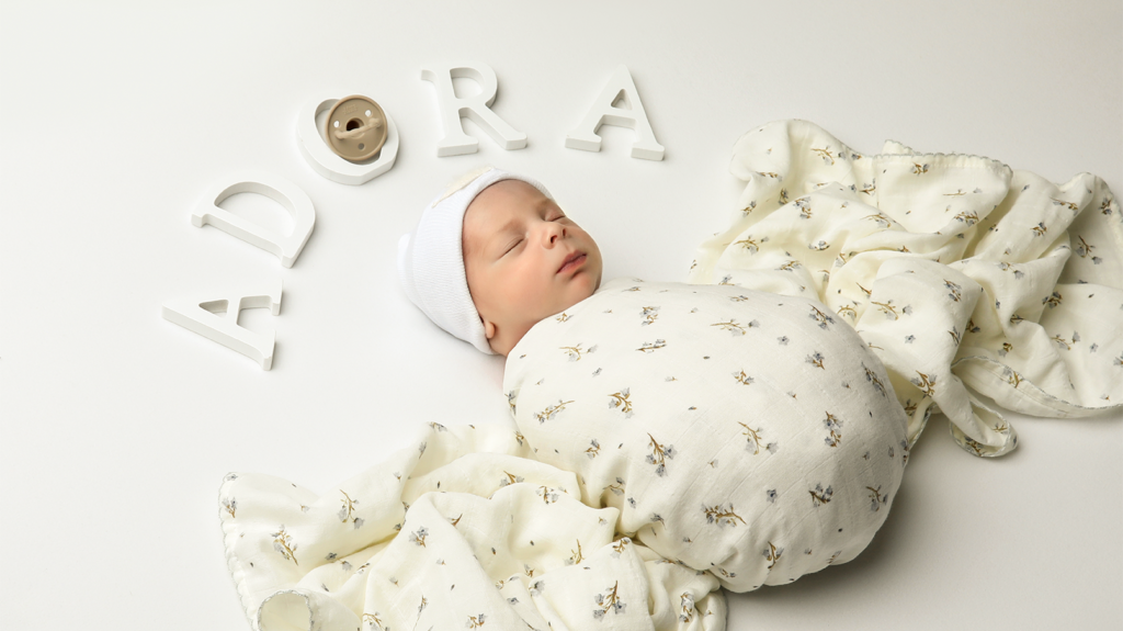 Adora Floral Boys Swaddle Blanket - Soft & Breathable Baby Wrap for Newborns - Perfect for Nursery, Photo Shoots & Gifts
