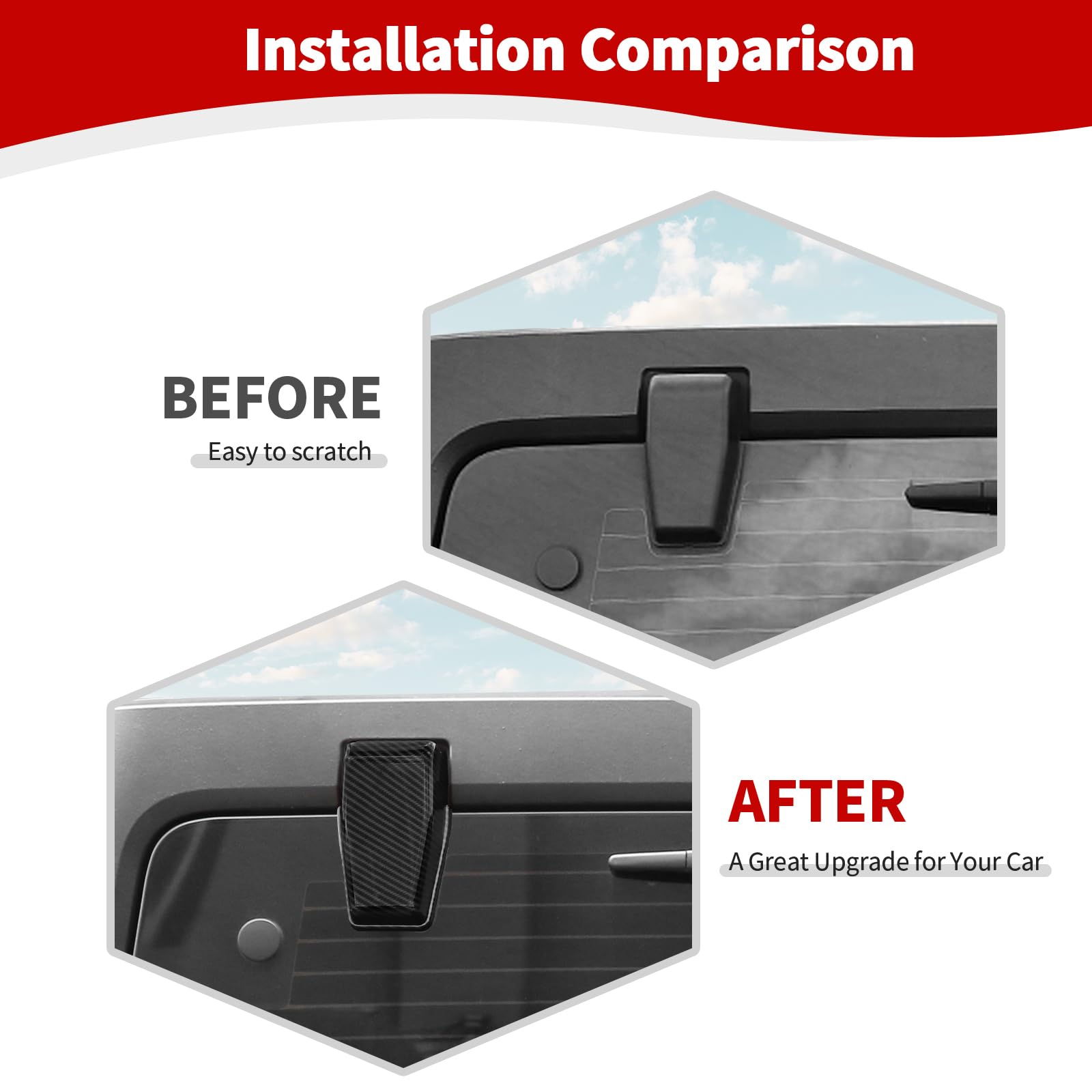 Jeep Wrangler JK JKU Rear Window Hinge Trim Cover (2007-2017) - Carbon Fiber ABS Black Exterior Accessories (2-Piece Set) - Perfect for Off-Roading & Jeep Customization