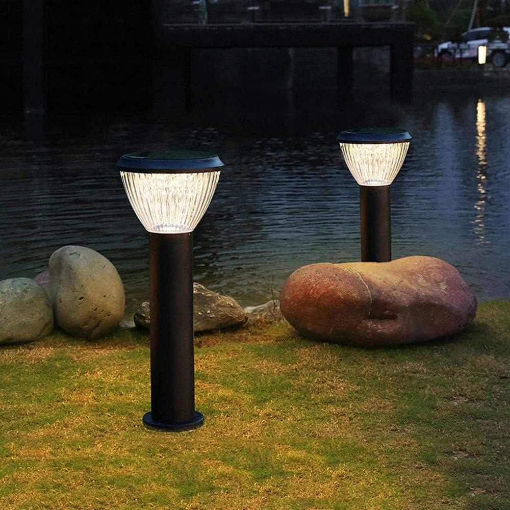Solar Powered Waterproof LED Outdoor Lamp Post Lights - 60Cm Height, Acrylic Lampshade, Pumpkin Design for Garden, Lawn, Park & Street Lighting | Weatherproof Landscape Lighting for Patio, Pathway & Yard Decoration
