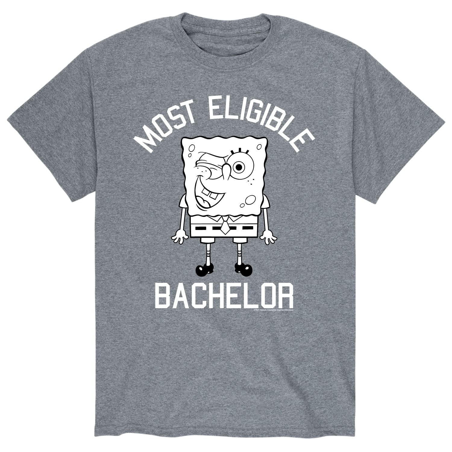 Spongebob Squarepants Eligible Bachelor Men's Graphic T-Shirt - Funny Cartoon Short Sleeve Tee for Casual Wear, Gifts & Pop Culture Fans