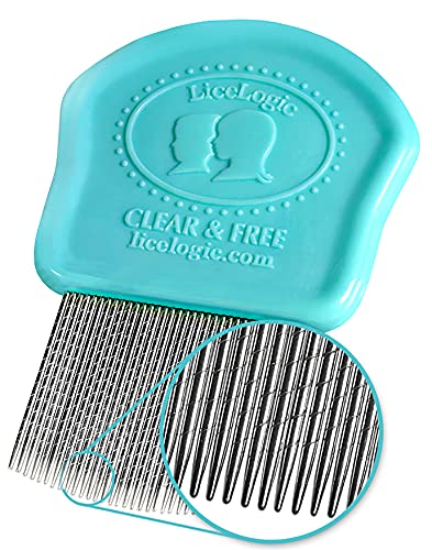 LiceLogic Professional Lice Comb - Stainless Steel Teeth for Super Lice, Eggs & Nits Removal - No-Slip Grip Handle - Durable & Reusable Nit Comb for Home & Salon Use
