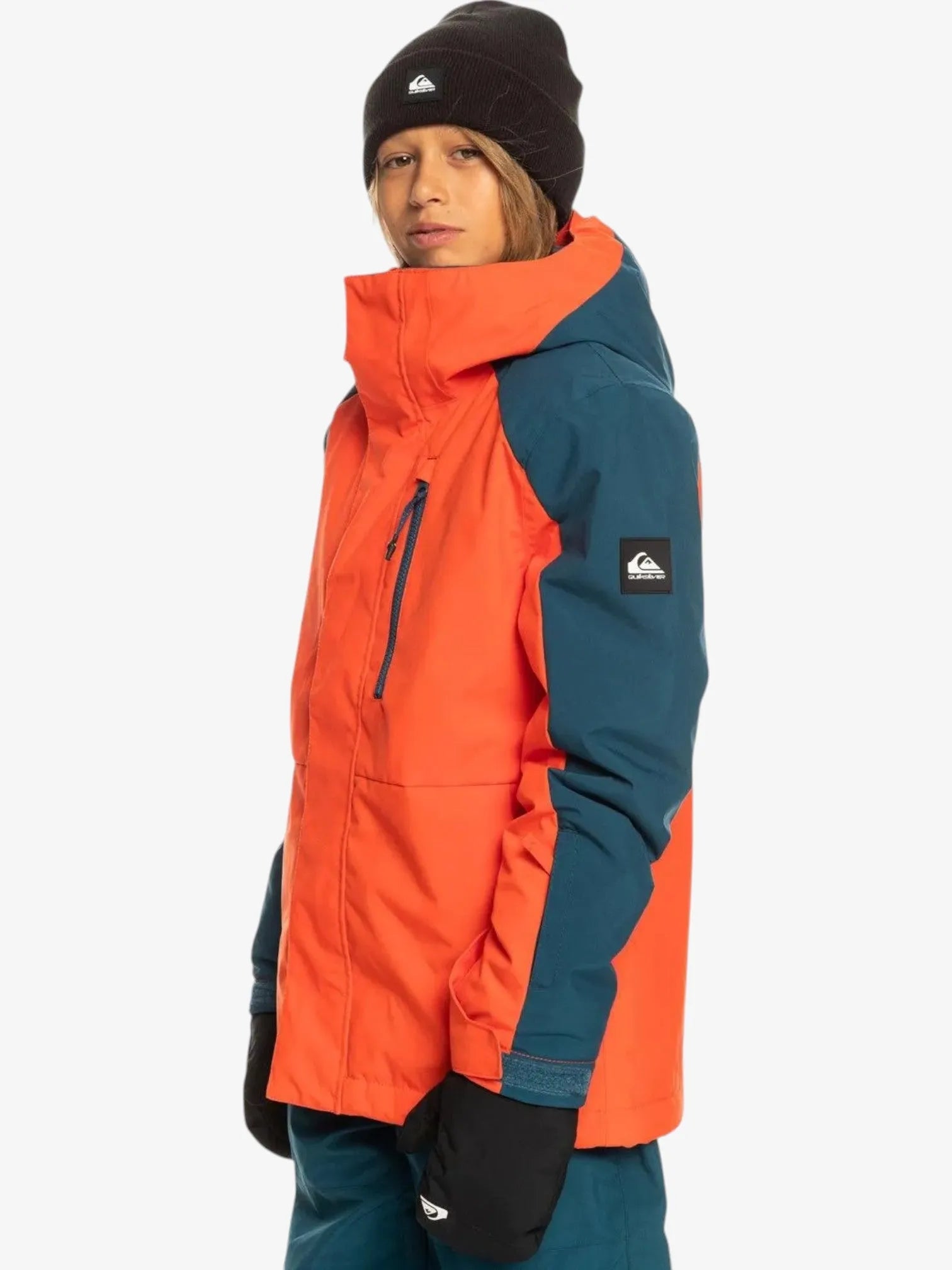 Quiksilver Snow Mission Block Kids' Snow Jacket - Waterproof & Warm Winter Coat for Boys & Girls - Orange & Blue Ski Jacket for Outdoor Snowboarding & Winter Sports