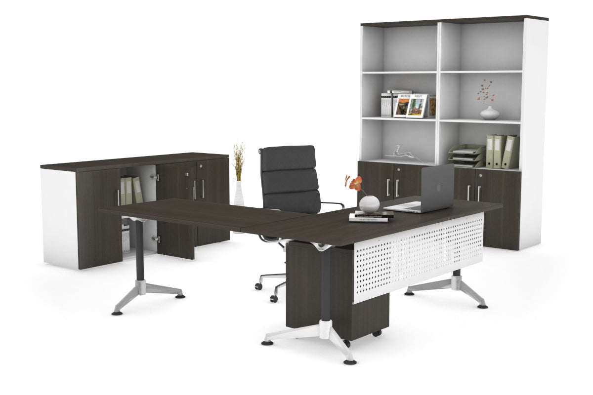 L-Shaped Corner Executive Office Desk - Blackjack [1600L x 1700W] - Perfect for Home Office & Professional Workspace Setup