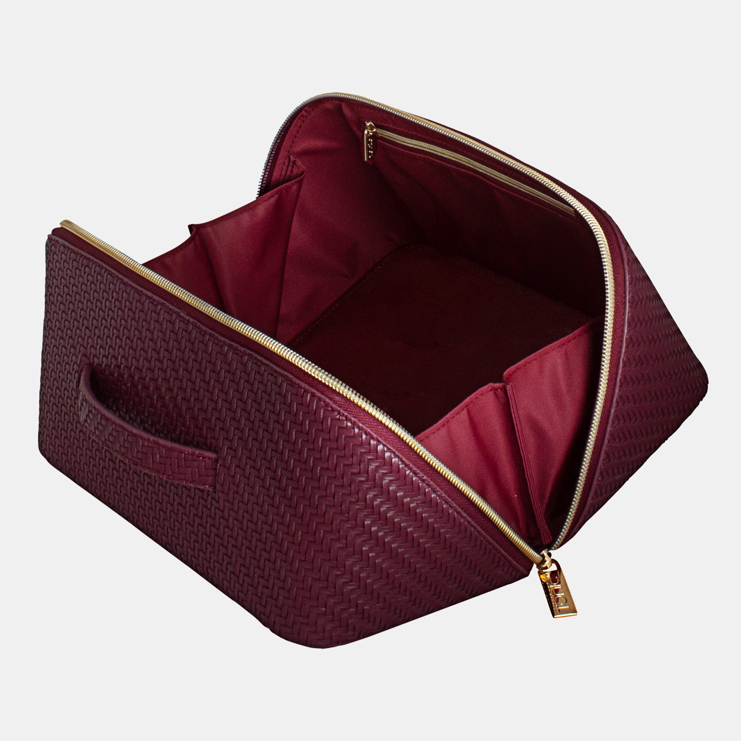 Large Travel Makeup Bag with Herringbone Pattern - Perfect for Cosmetics, Toiletries & Organizing Essentials On The Go