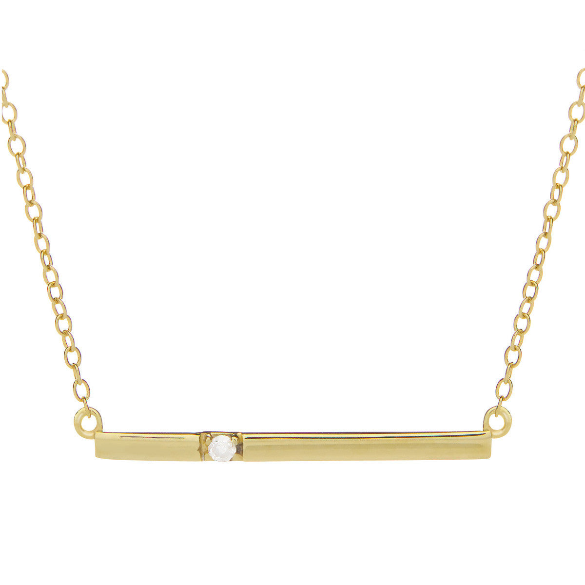 14K Sterling Silver Diamond Bar Necklace for Women - Elegant Layering Pendant for Everyday Wear & Special Occasions