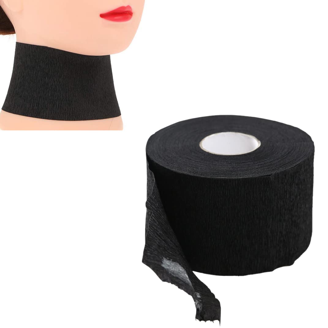 Disposable Paper Barber Neck Strips - Professional Stretchy Black Neck Tape for Haircut & Grooming | Salon, Barber Shop & Home Use | Hygienic Haircut Accessories for Stylists & DIY