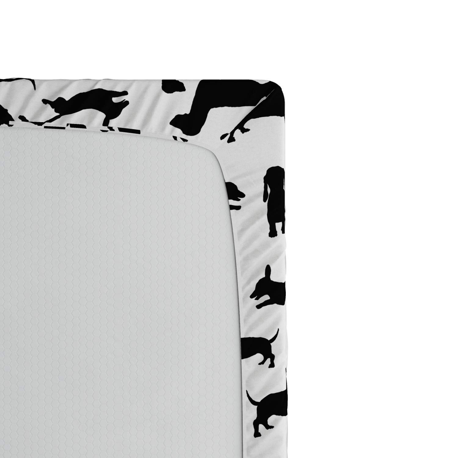 Ambesonne Dachshund Fitted Sheet - Twin XL, Black White for Dog Lovers