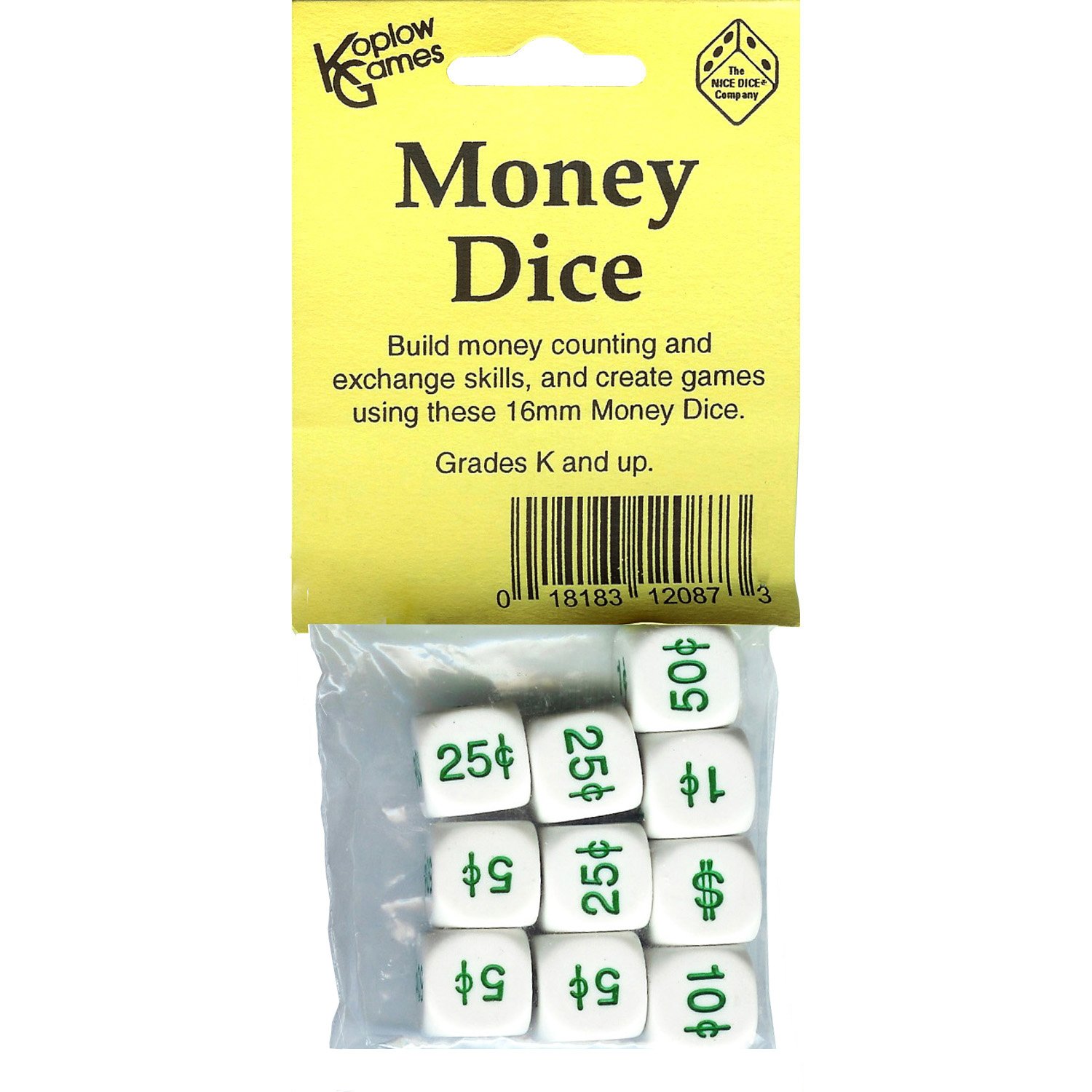 Koplow Games Money Dice Set of 10 - Educational Math Learning Tools for Kids Classroom & Family Game Night