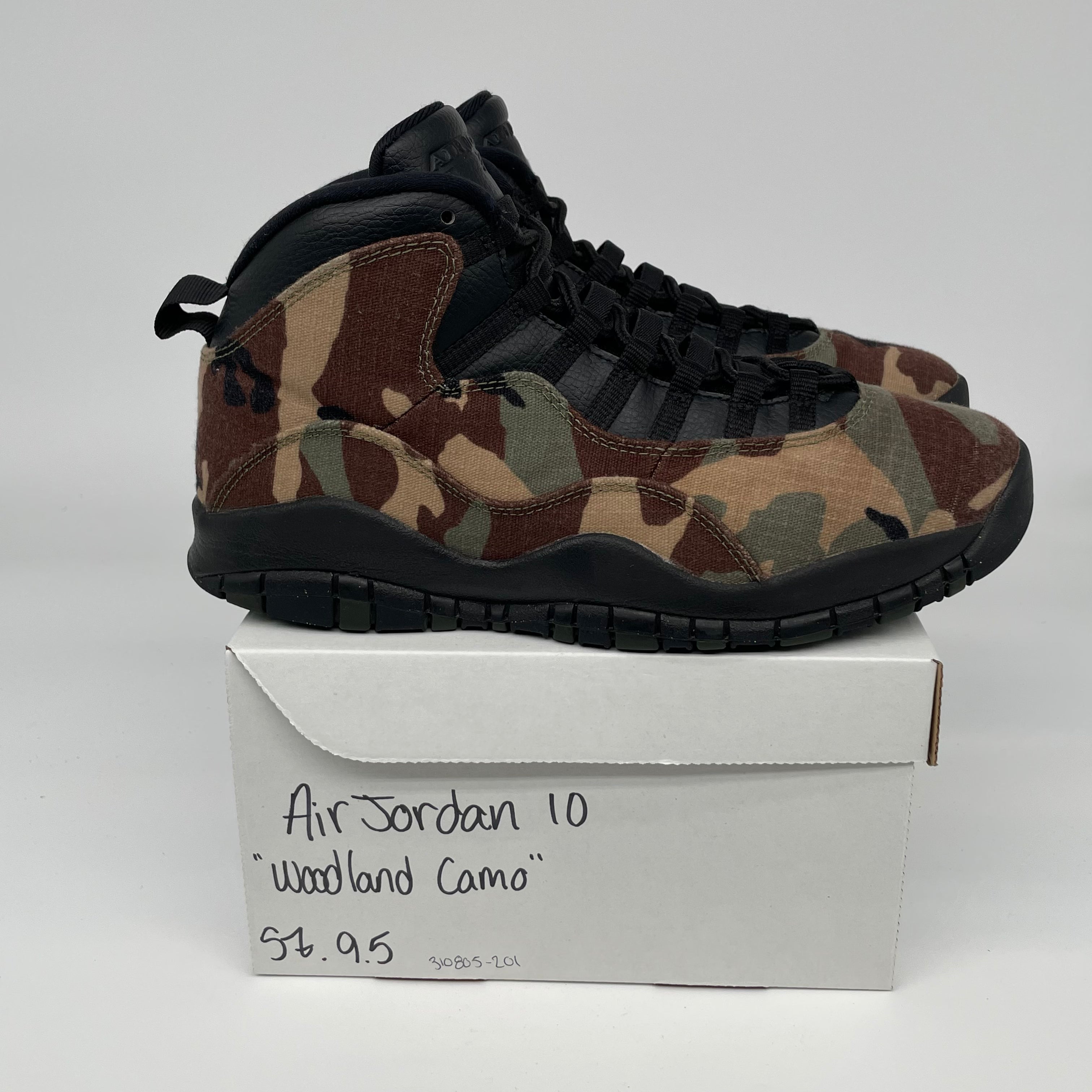 AIR JORDAN 10 Retro Sneakers - Woodland Camo Men's Size 9.5 (310805-201) - Basketball Shoes for Streetwear & Casual Outfits
