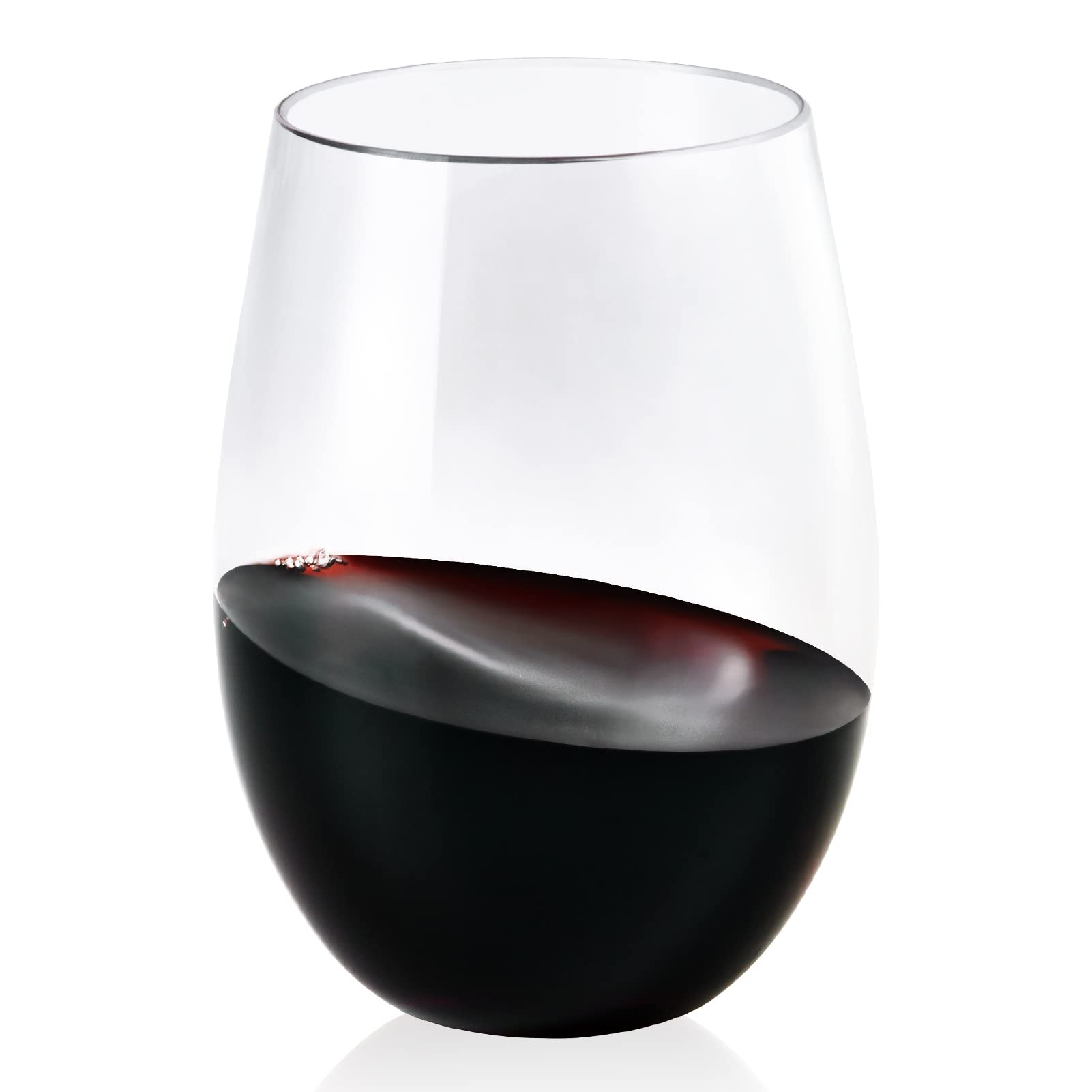 FOCUSLINE 20 Pack 16 Oz Clear Plastic Wine Glasses - Stemless Unbreakable Reusable Cups for Wedding, Party, Picnic, BBQ, and Outdoor Events | Heavy Duty Shatterproof Disposable Drinkware