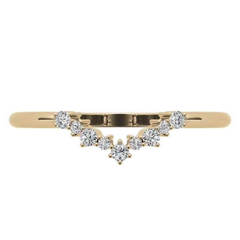 0.11 Carat Round Curved Lab Grown Diamond Stackable Band in 14K White/Yellow/Rose Gold - Women's Wedding Ring, Matching Band, Engagement Ring for Anniversary & Special Occasions