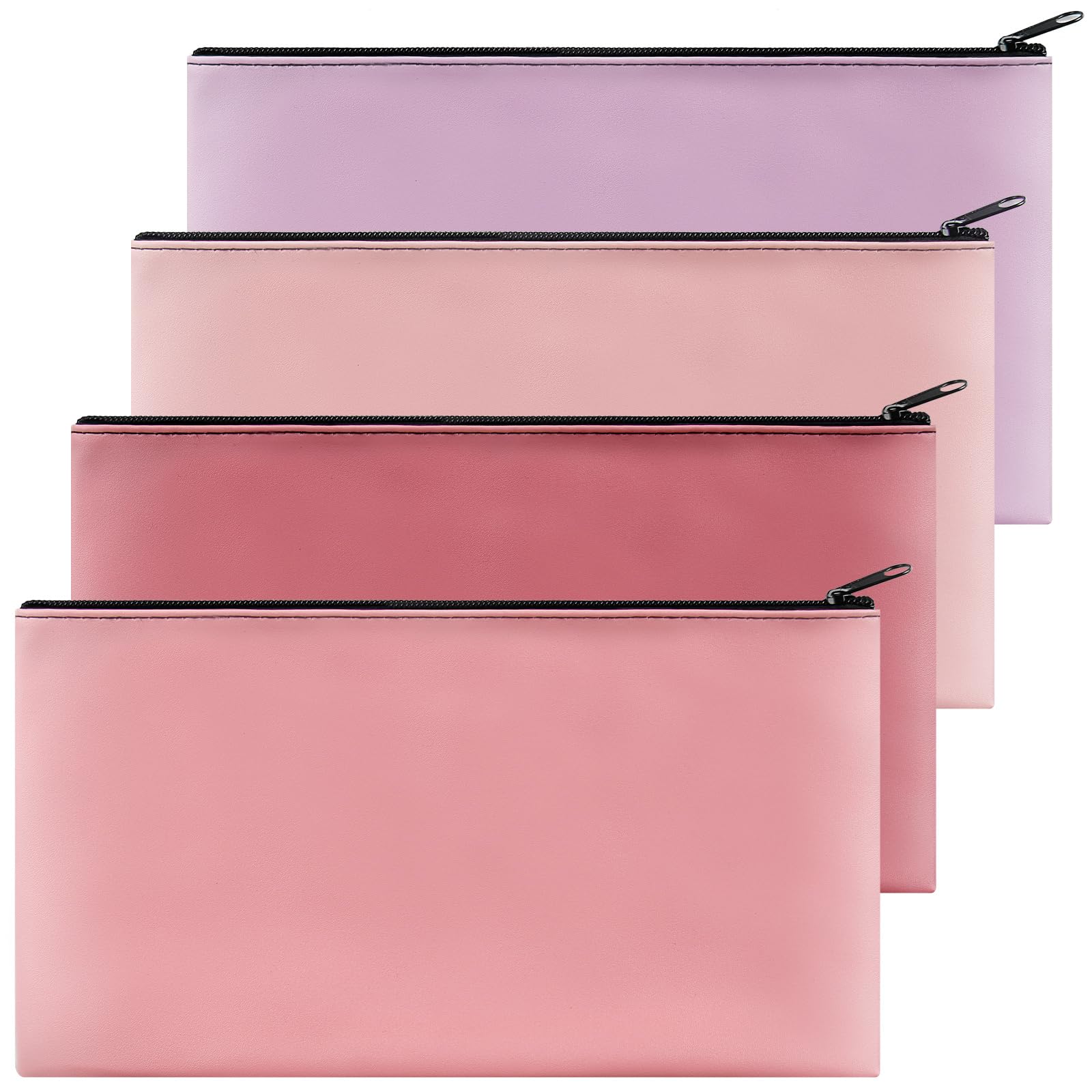 4-Piece Zippered Money Bags Set - Secure Cash Pouch for Coins, Bills & Valuables (11.02x6.1 Inch) - Ideal for Bank Deposits, Retail Cash Handling, Travel & Personal Finance Organization - 4 Color Options