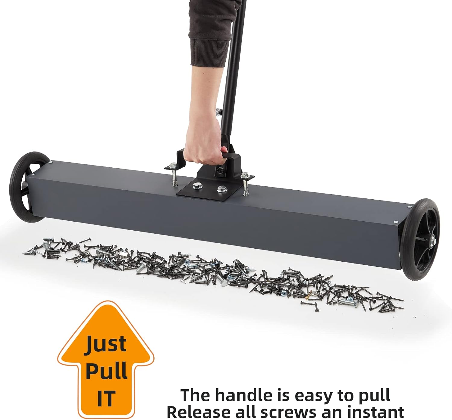GARVEE 36-Inch Heavy Duty Floor Sweeper with 50 Lbs Rolling Magnet - Industrial & Warehouse Floor Cleaning for Debris, Nails, and Metal Scraps