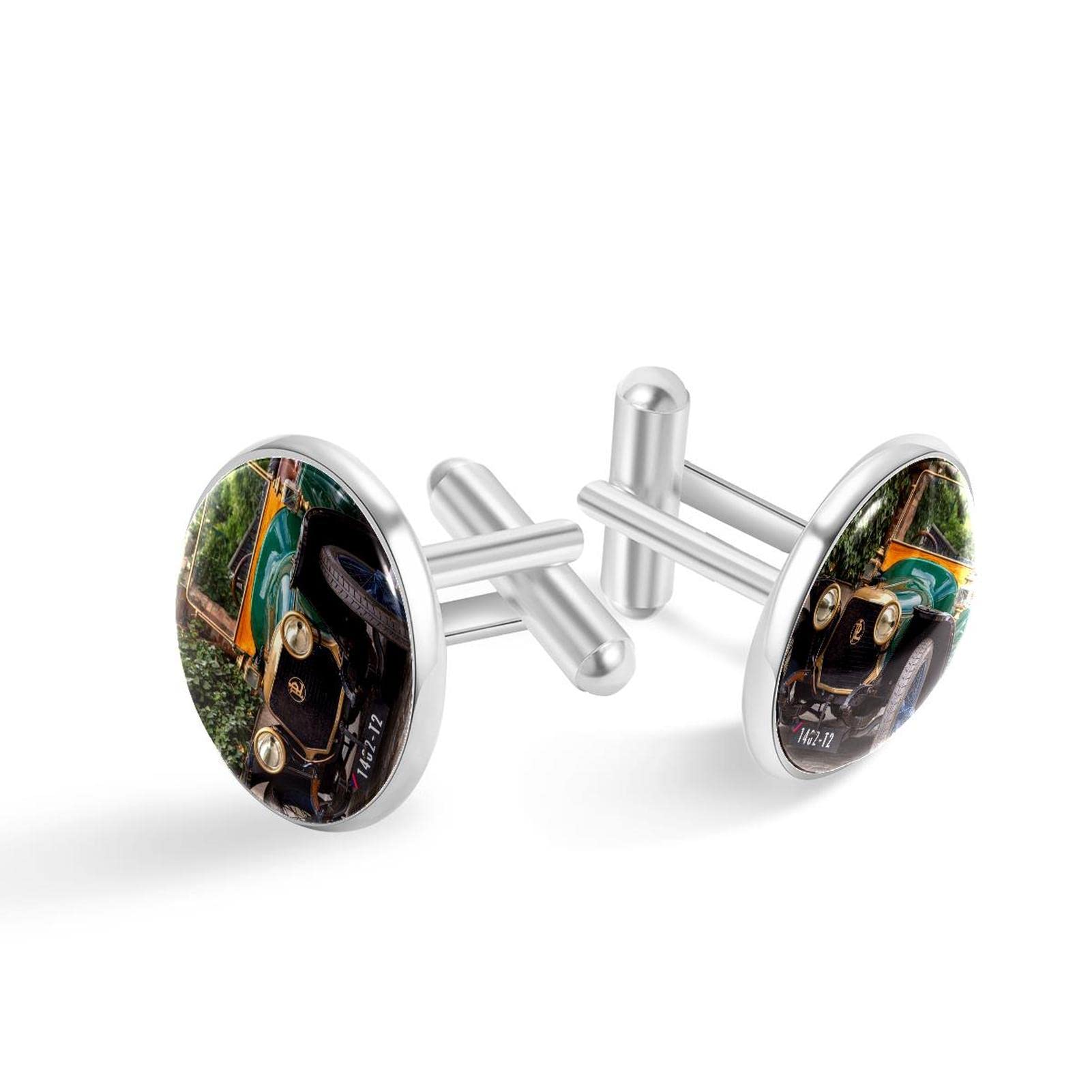 Vintage Car Cufflinks for Men - Silver Tone Tuxedo Shirt Studs Set | Perfect Groomsmen Gifts, Wedding Accessories & Formal Attire | Ideal for Weddings, Proms, Business Events & Special Occasions