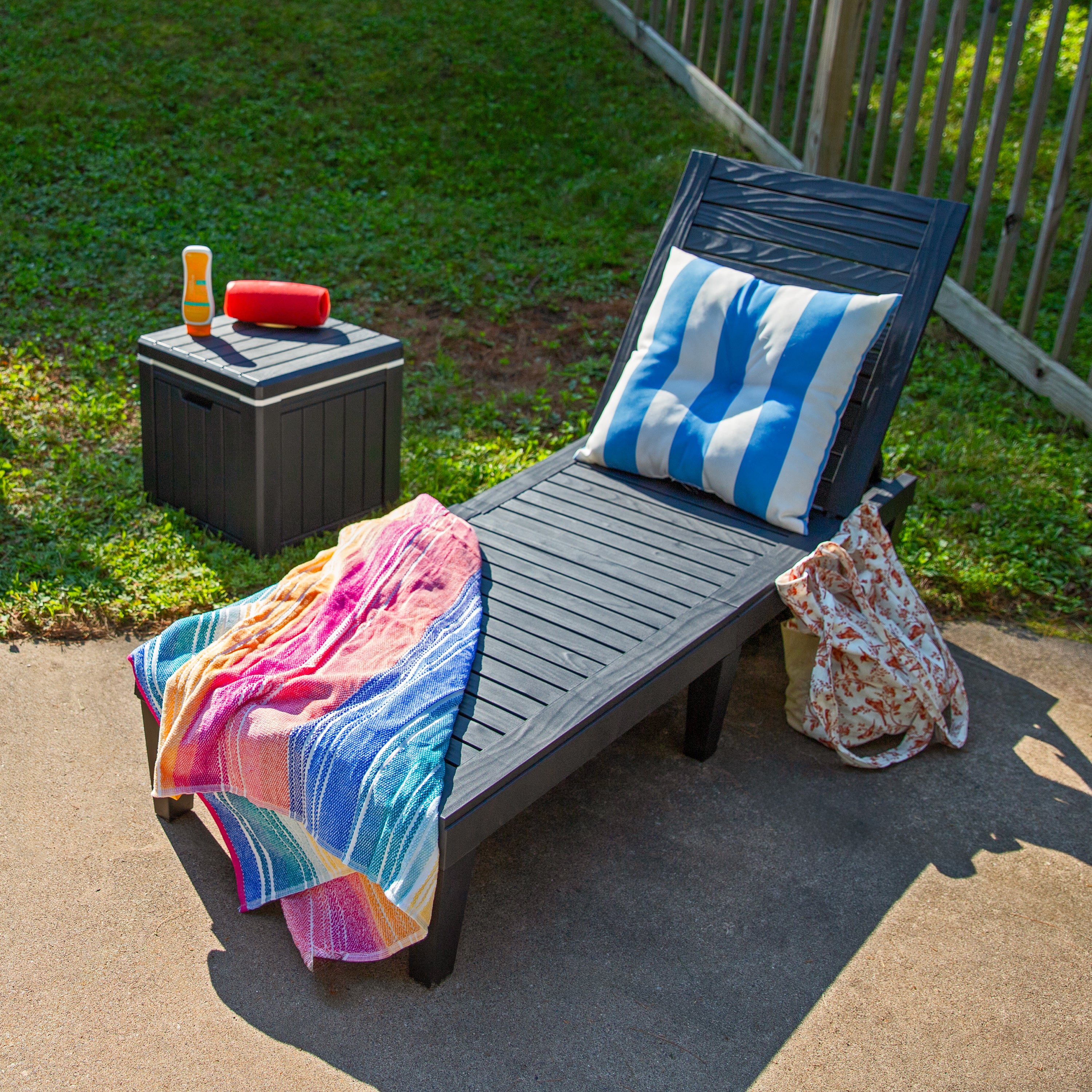 Sunnydaze 5-Position Adjustable Outdoor Chaise Lounge Chair - Black - Perfect for Poolside, Patio, Backyard & Beach Relaxation