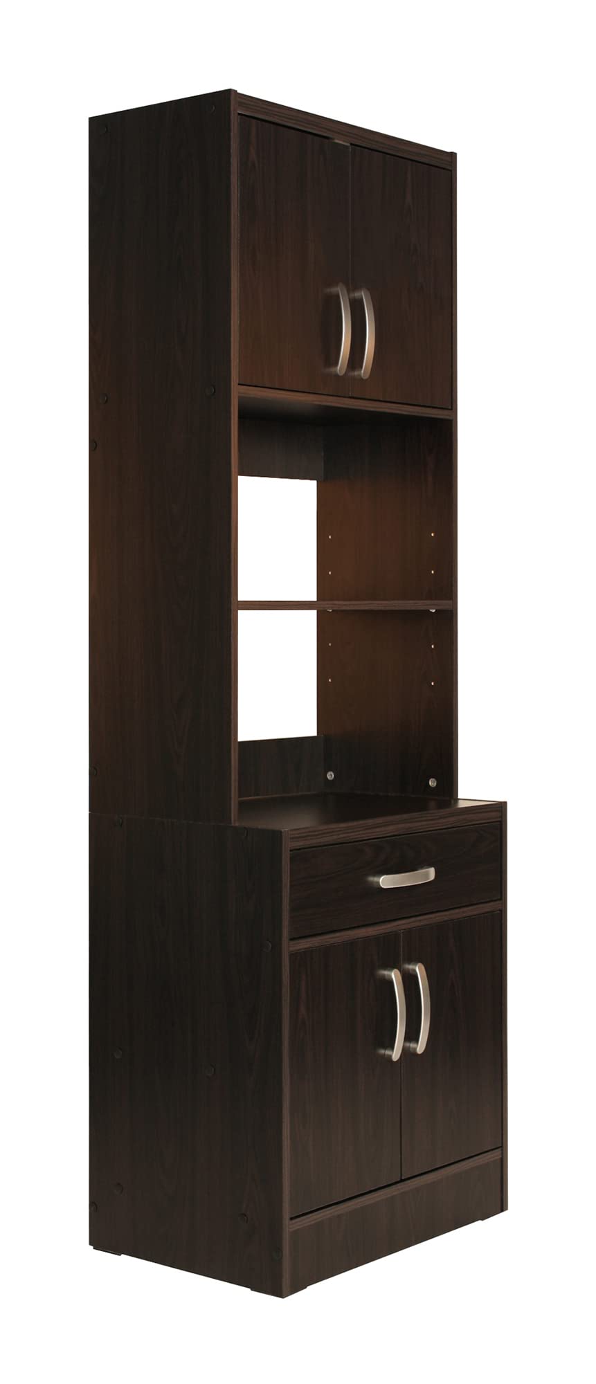 Modern Tall Wooden Kitchen Pantry Cabinet - Tobacco Finish Storage Organizer for Spices, Dishes & Dry Food | Perfect for Small Kitchens & Dining Areas