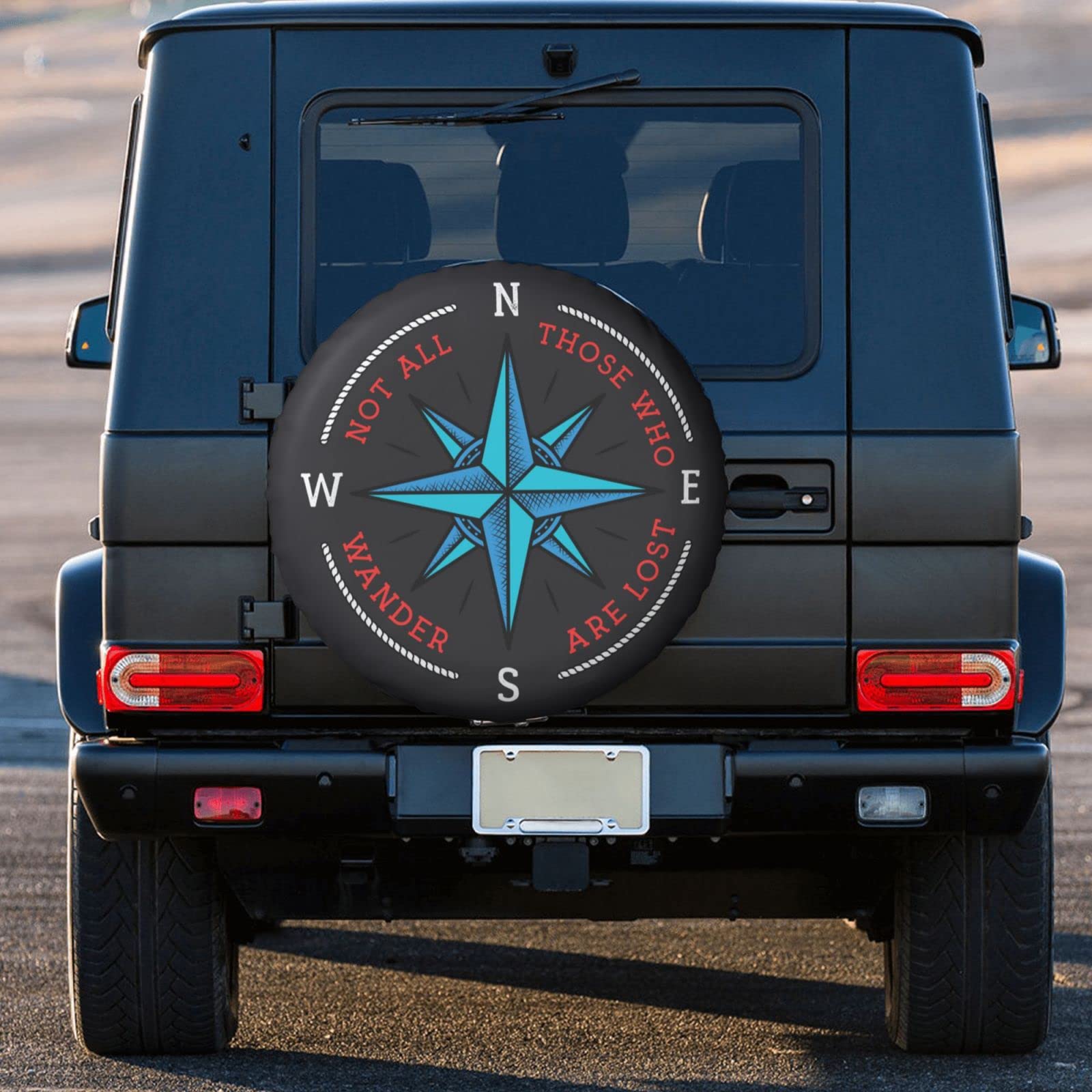 14 Inch Spare Tire Cover for Truck, SUV, Trailer, RV - Durable Wheel Protector with 'Not All Those Who Wander Are Lost' Design - Perfect for Camping, Off-Road Adventures & Road Trips