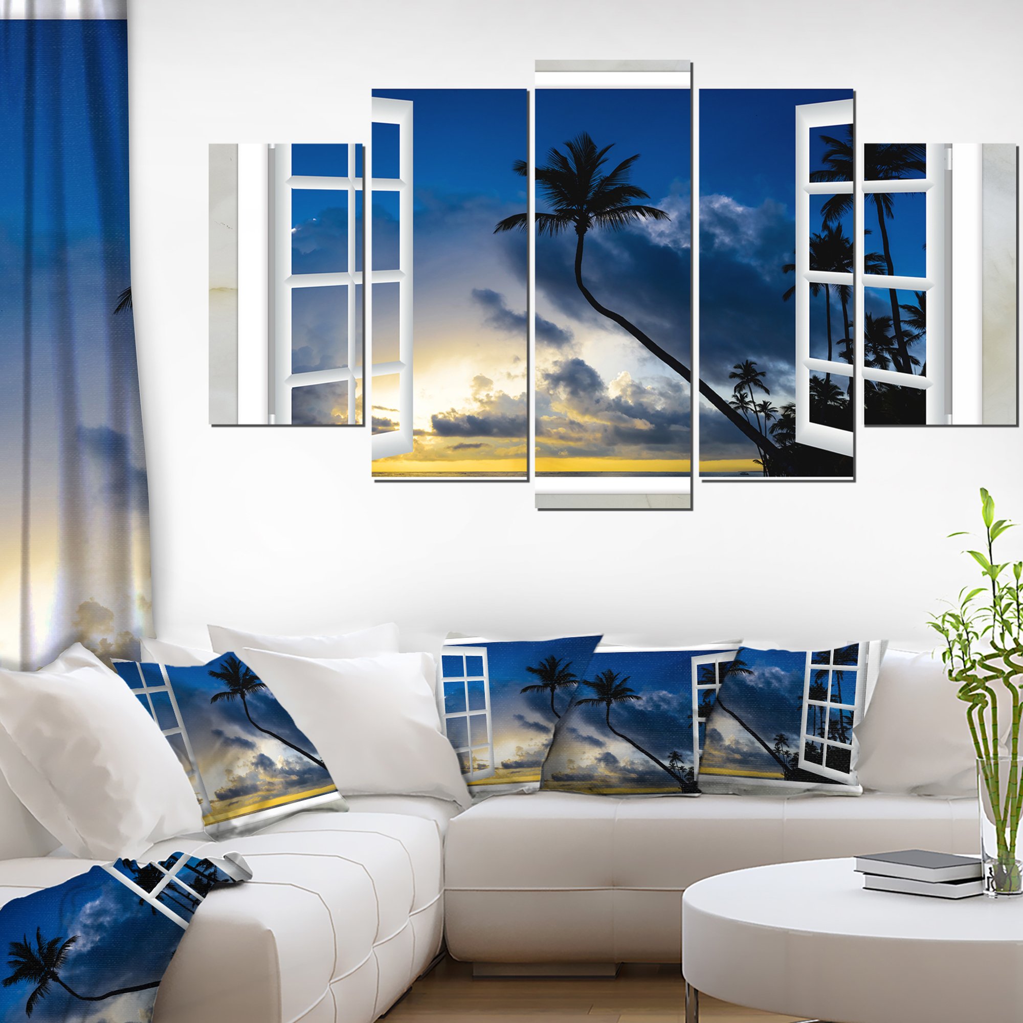 Beach with Coconut Palms Landscape Canvas Wall Art Print - Tropical Coastal Photography for Living Room, Bedroom & Office Decor