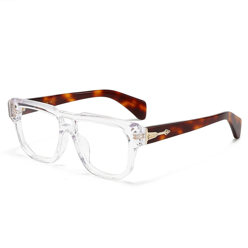 Stylish Black Acetate Unisex Square Frame Eyeglasses with Double Bridge - Perfect for Work, Reading & Fashion (Model 44304)