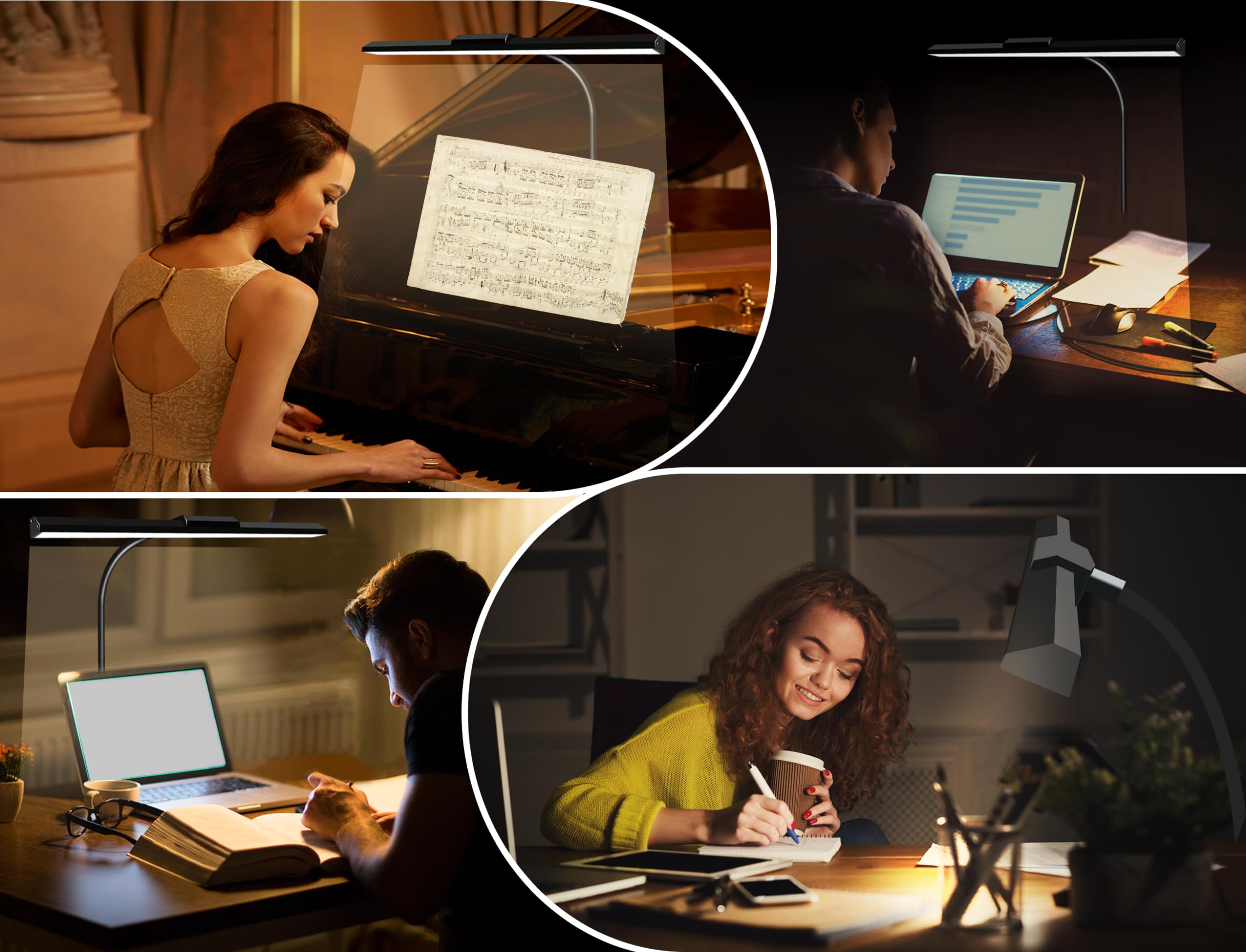 Adjustable Clamp Desk Lamp with 3 Light Modes & 10 Brightness Levels - LED Office Home Study Lamp for Computer Table, Workbench, Monitor (Perfect for Reading, Working & Night Use)