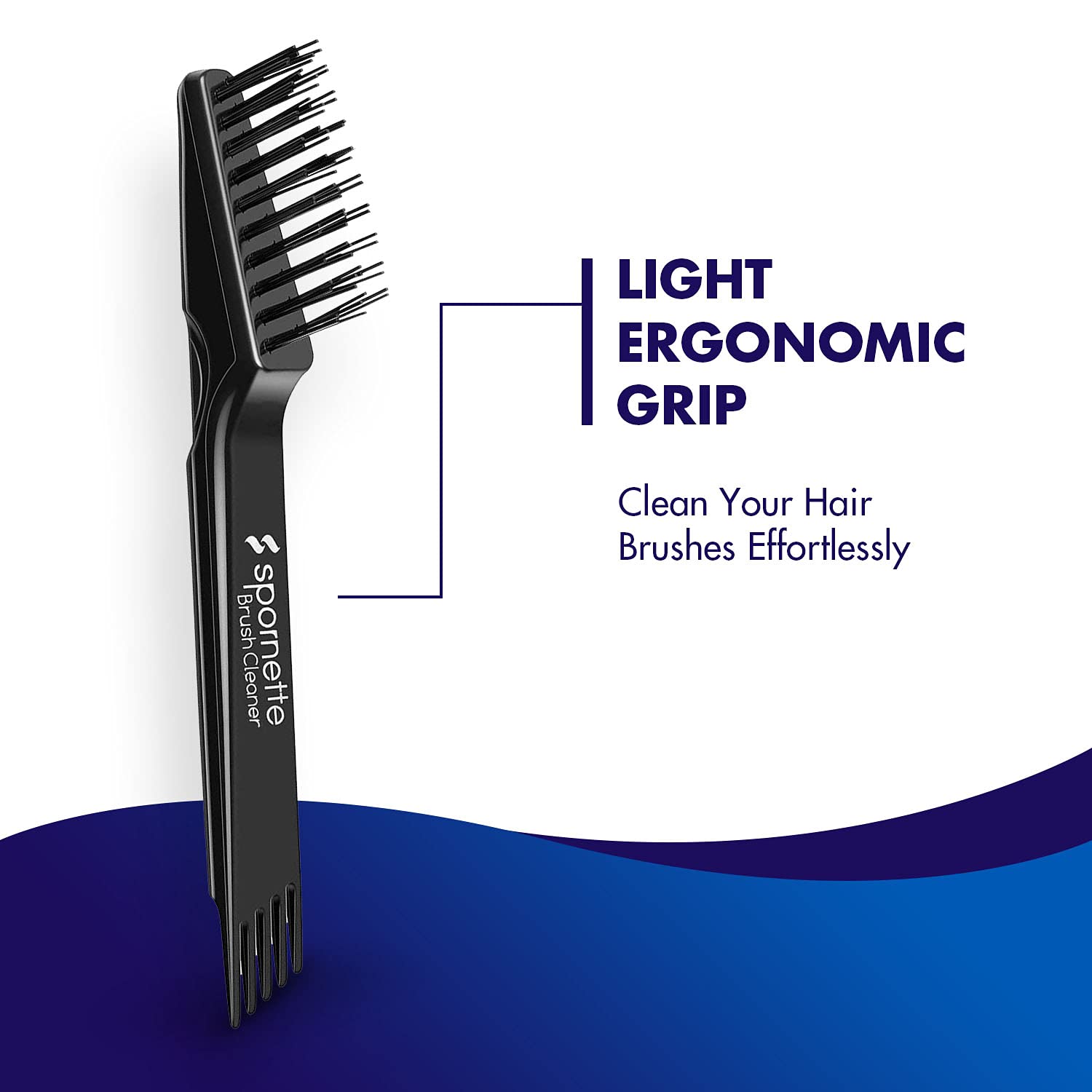Spornette Small Super Looper Wig Brush Set with Hair Brush Cleaner - Detangling & Styling Brush for Synthetic & Human Hair Wigs - Perfect for Salon, Cosplay & Daily Hair Care