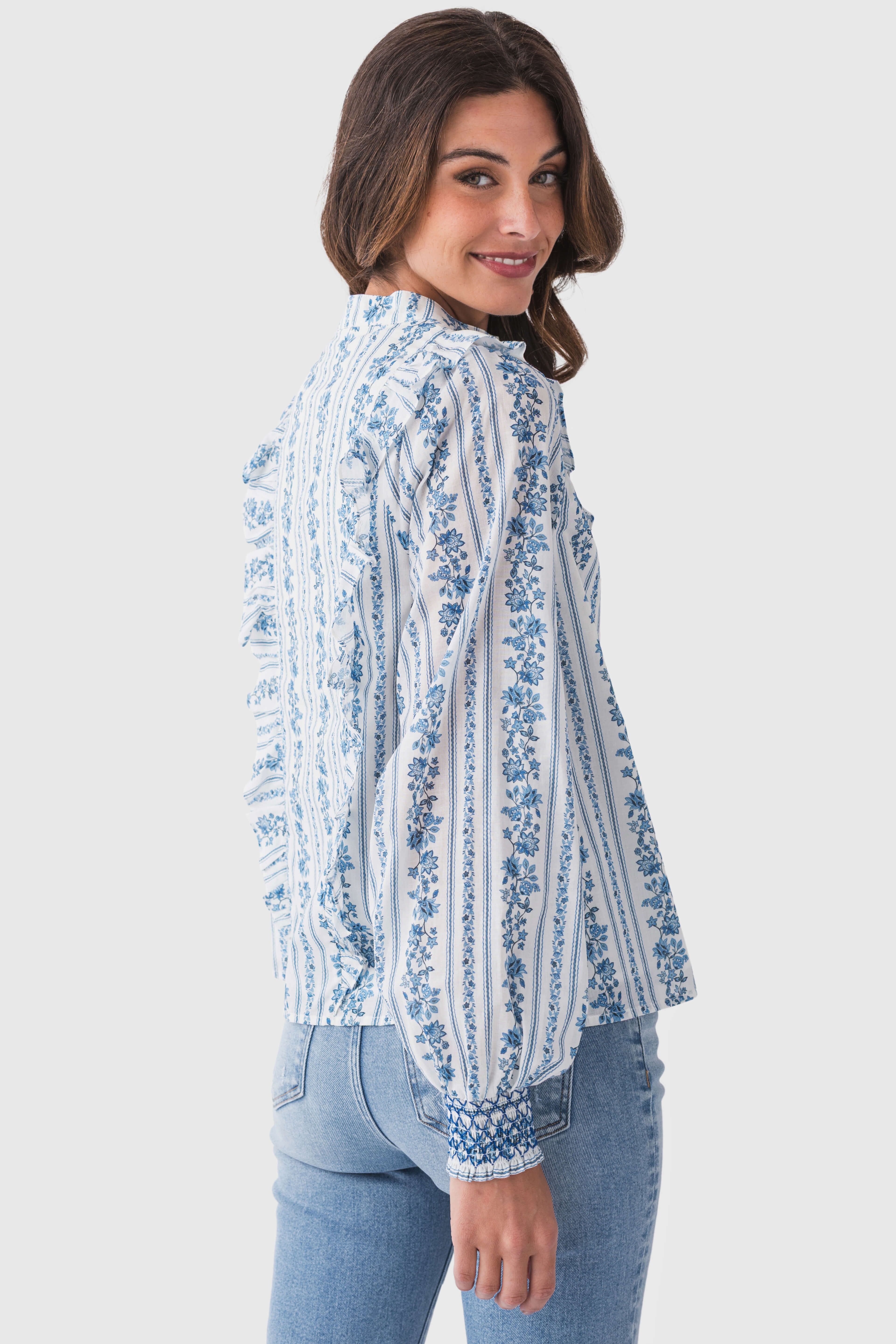 Stylish Women's Ruffled Yoke Detail Blouse - Elegant Fashion Top for Casual Wear, Office & Date Night Outfits