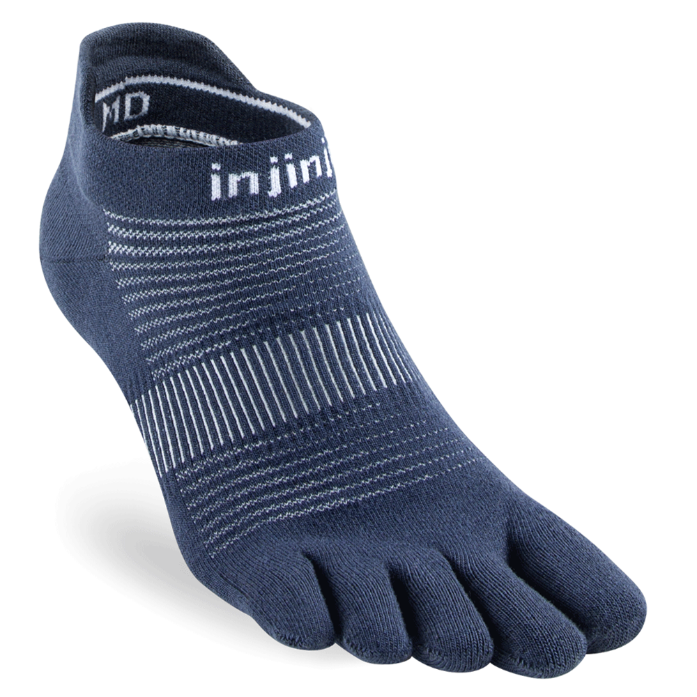 Injinji Original Weight No Show Toe Socks for Running - Navy Blue - Comfortable & Breathable for Marathon, Hiking & Outdoor Sports