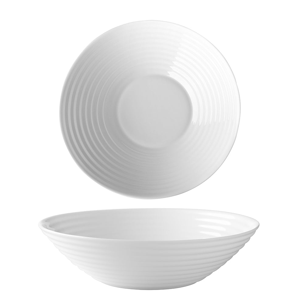Pearl Ripple 12-Piece Dinnerware Set - Elegant Porcelain Plates, Bowls & Cups for Family Dining, Dinner Parties & Special Occasions