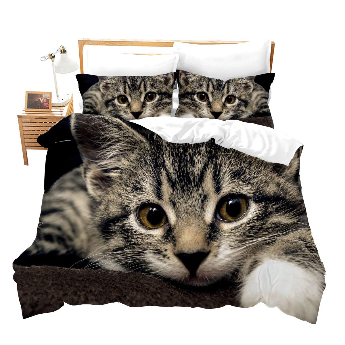 Feelyou Cute Animal Print Twin Duvet Cover Set for Kids & Teens - Soft Microfiber Pet Theme Bedding with Zipper Closure & Pillow Sham - Perfect for Boys/Girls Bedrooms, Dorm Rooms & Pet Lovers